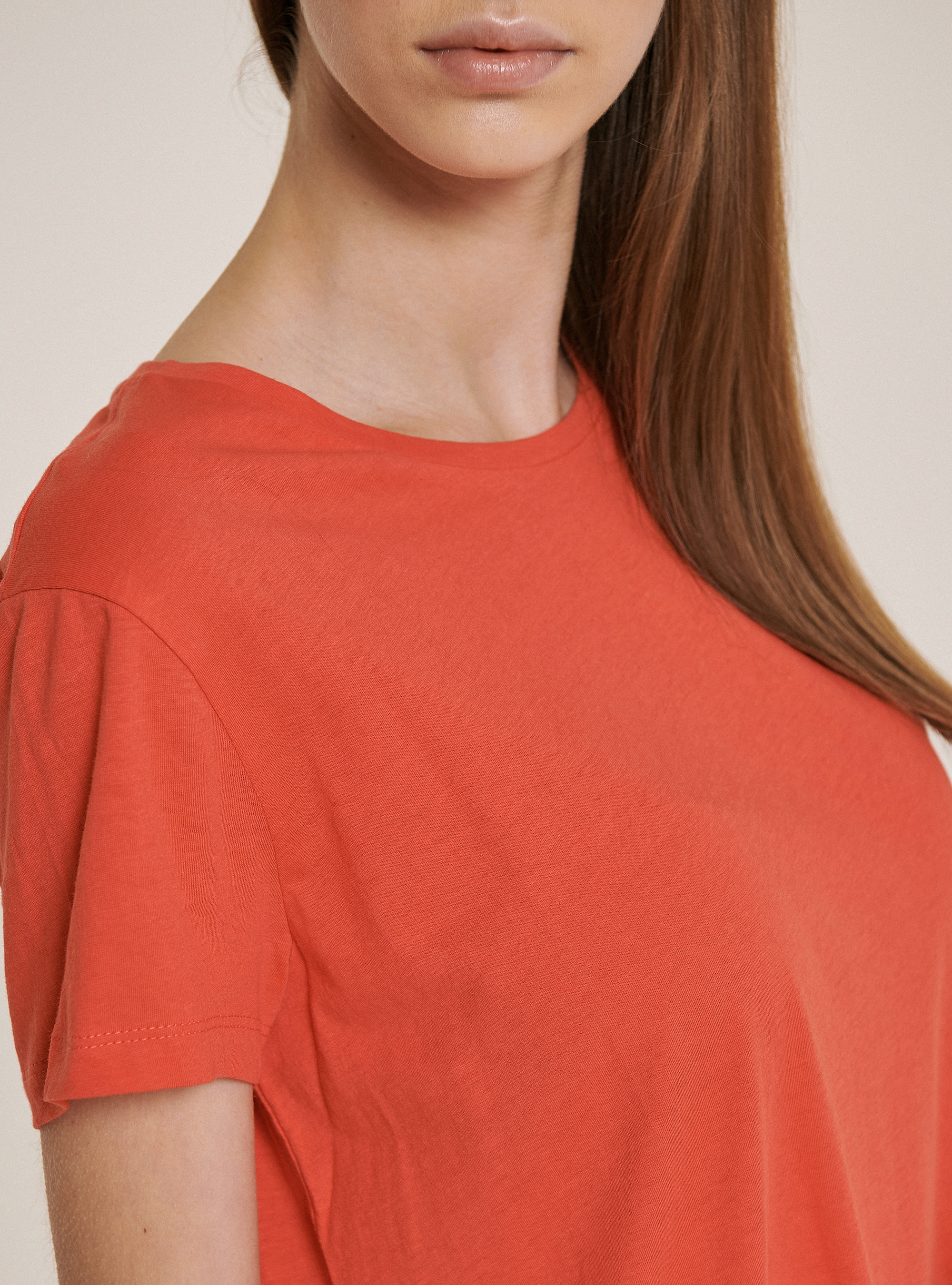 Einfarbigen oversize T-shirt aus Baumwolle, C3400 CORAL