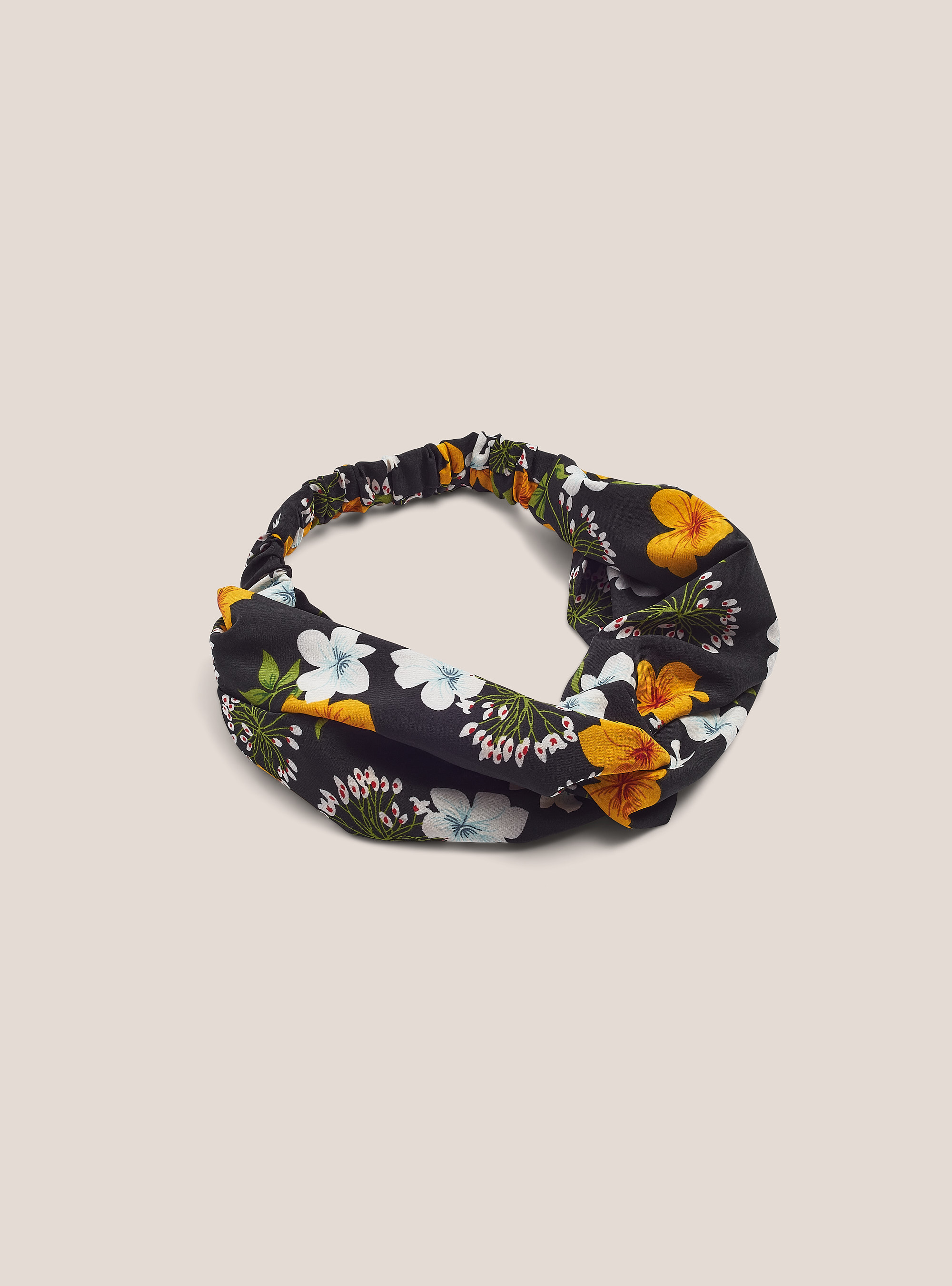 Printed headband, FLOWER BLACK