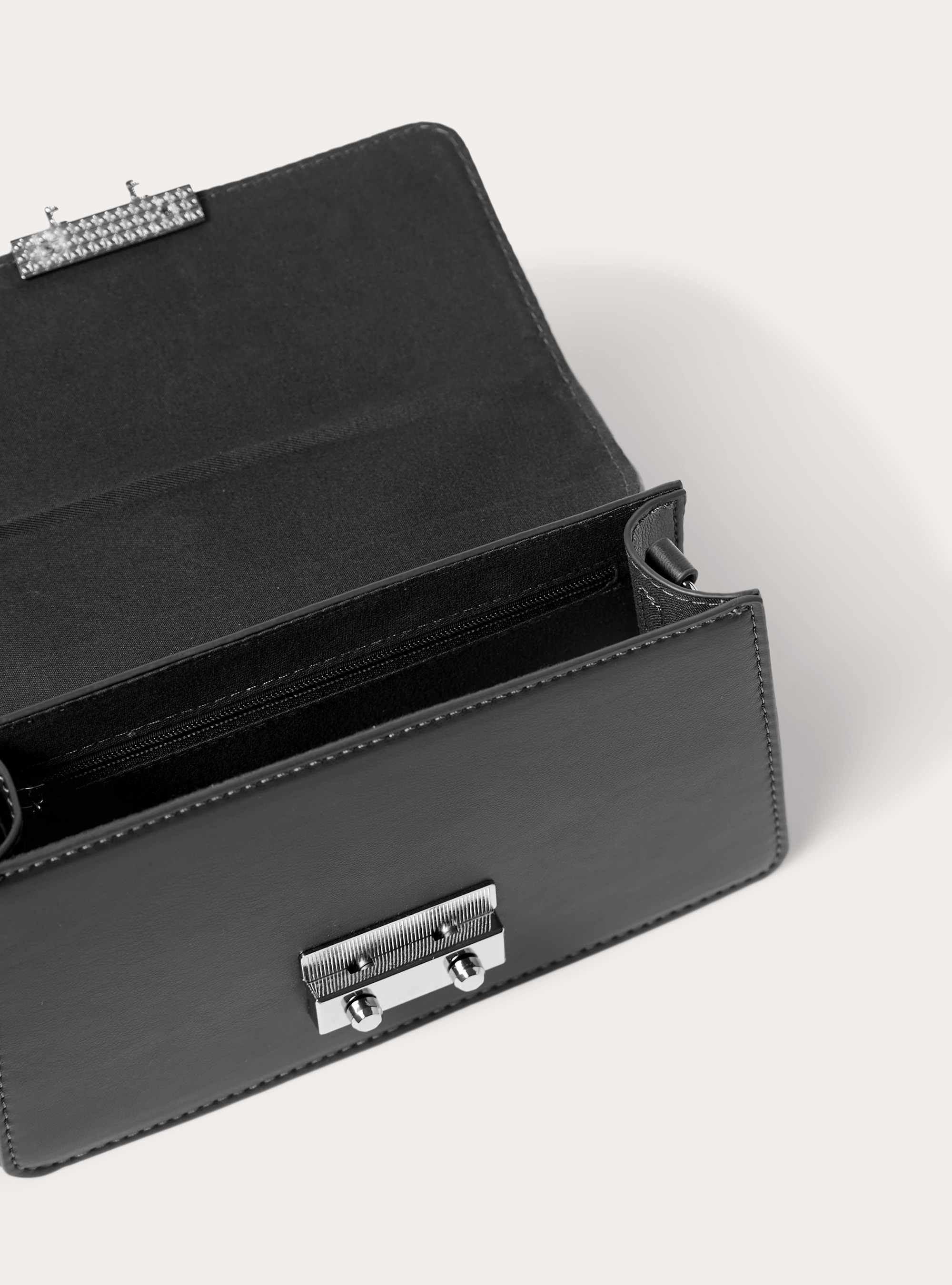 Leather-effect mini bag with buckle, BK1 BLACK