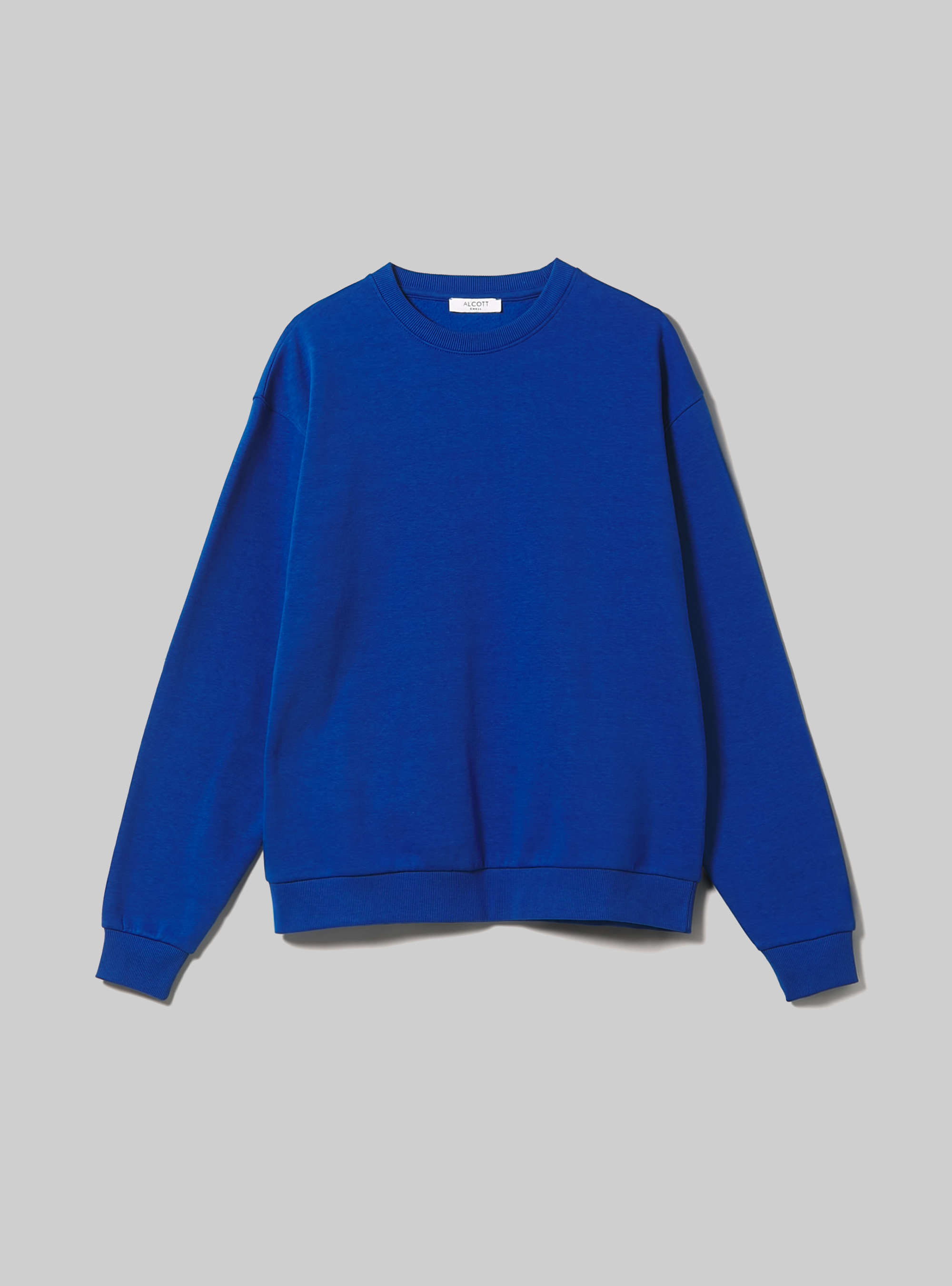 Sudadera de algodón liso con cuello redondo, RY2 ROYALE MEDIUM