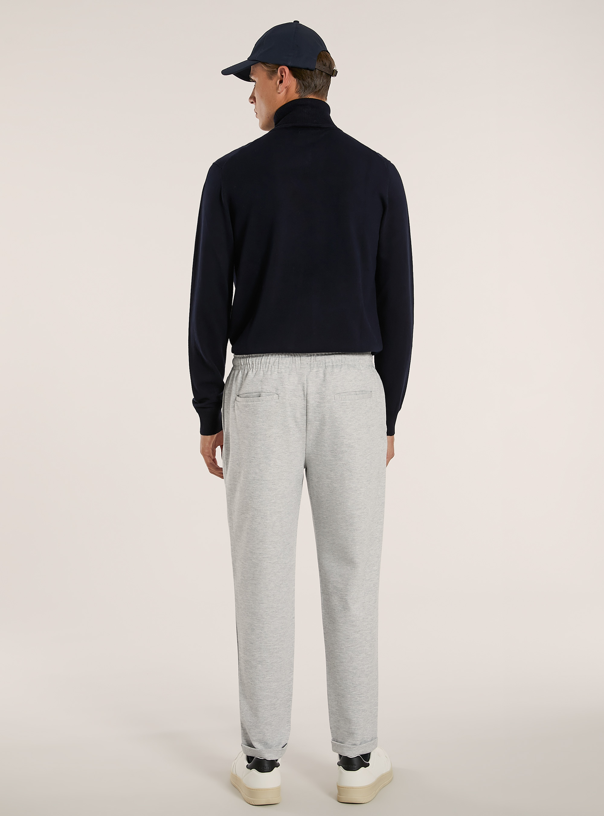 Trousers with honeycomb texture, MGY2 GREY MEL MEDIUM