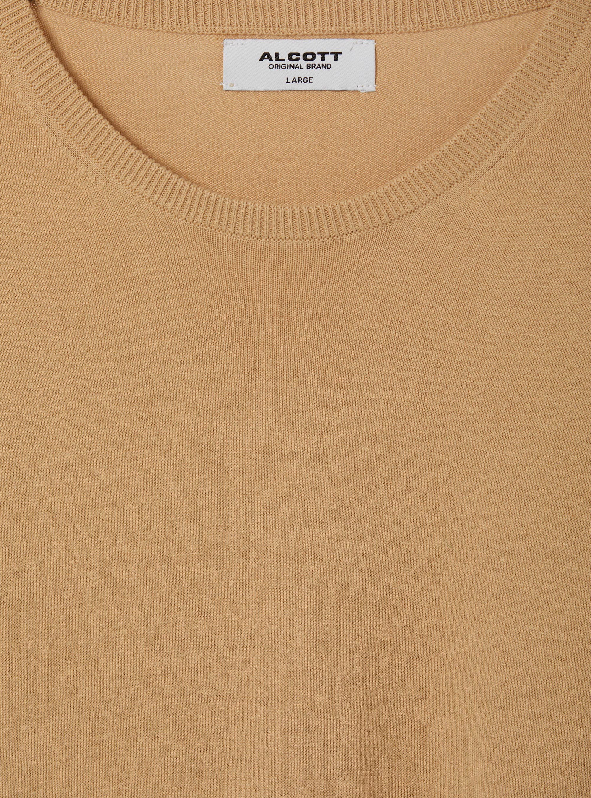 Short-sleeved cotton pullover, BG3 BEIGE LIGHT