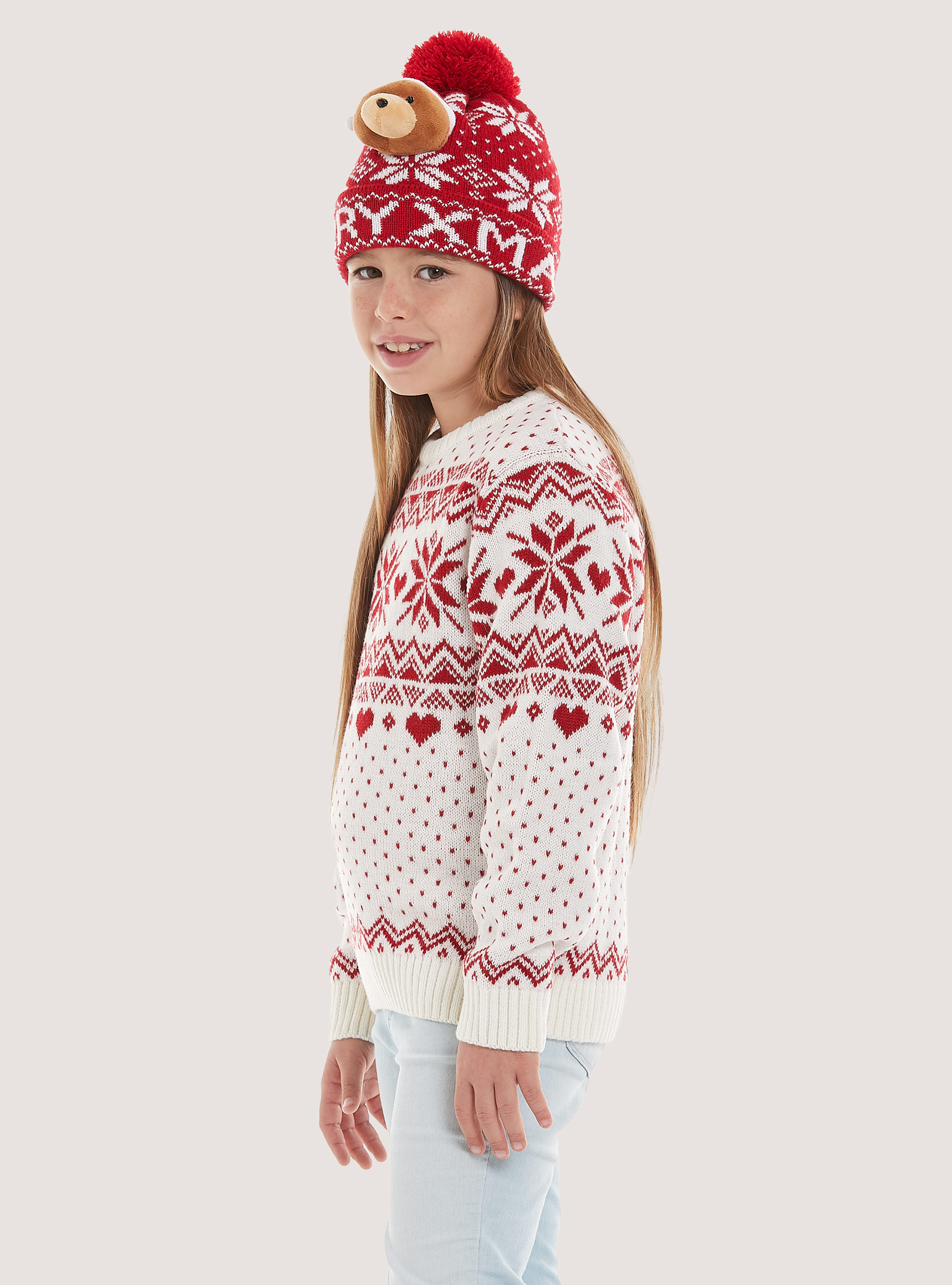 Colección Familiar de Navidad Mini Me Pullover, WH2 WHITE