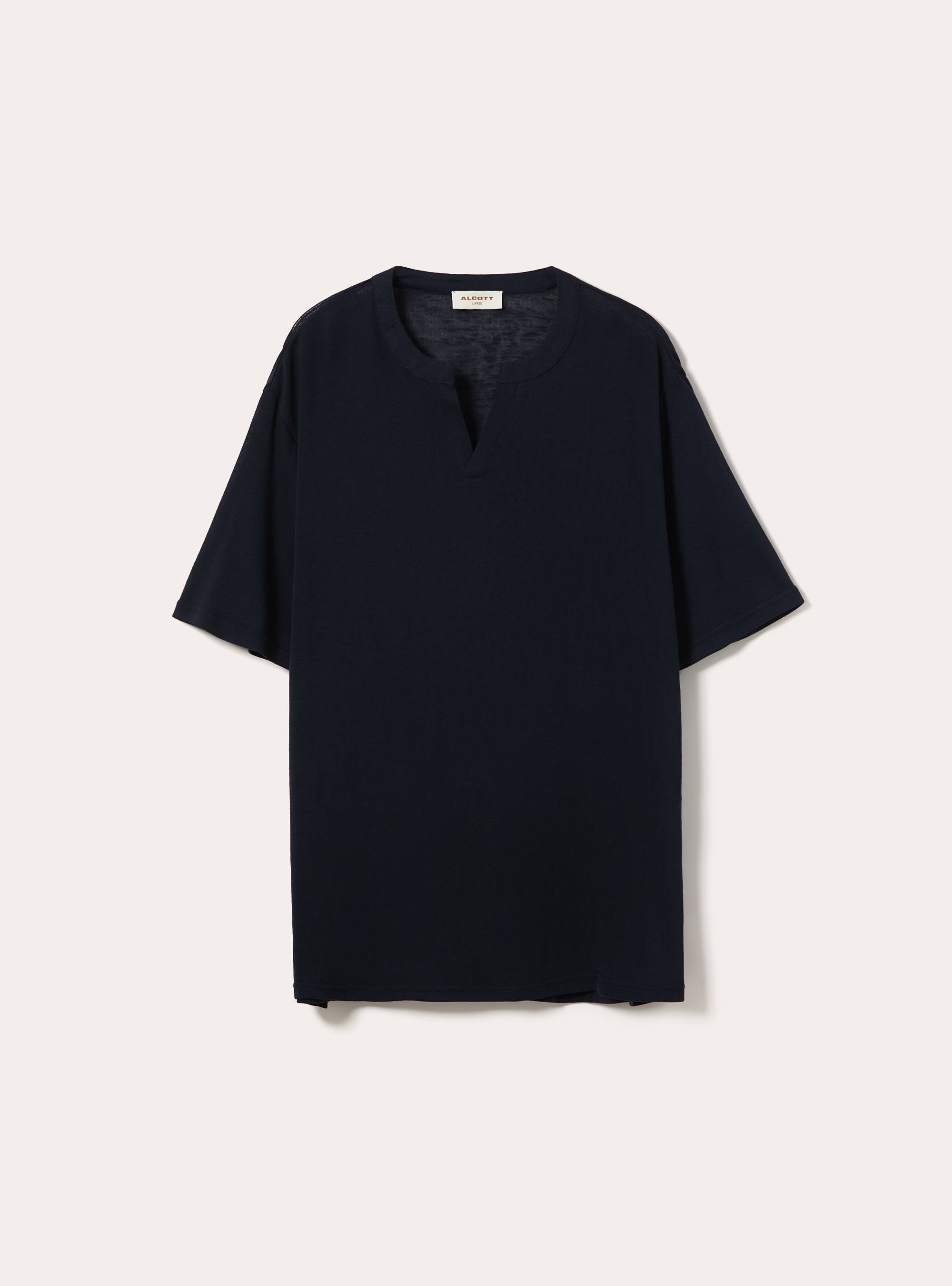 Maglietta serafino effetto lino, NA1 NAVY DARK