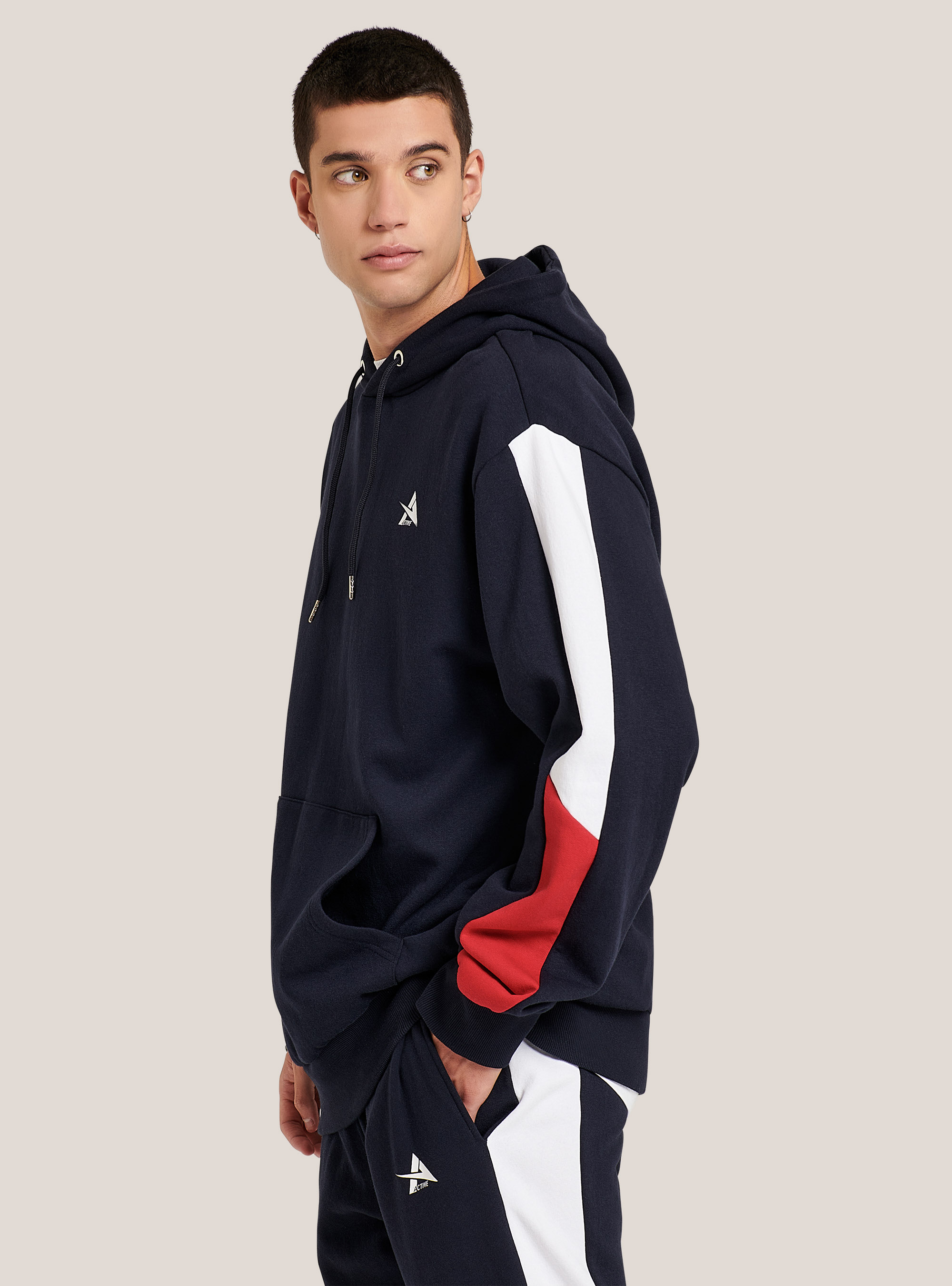 Sudadera de algodón de gran tamaño, AZUL MARINO