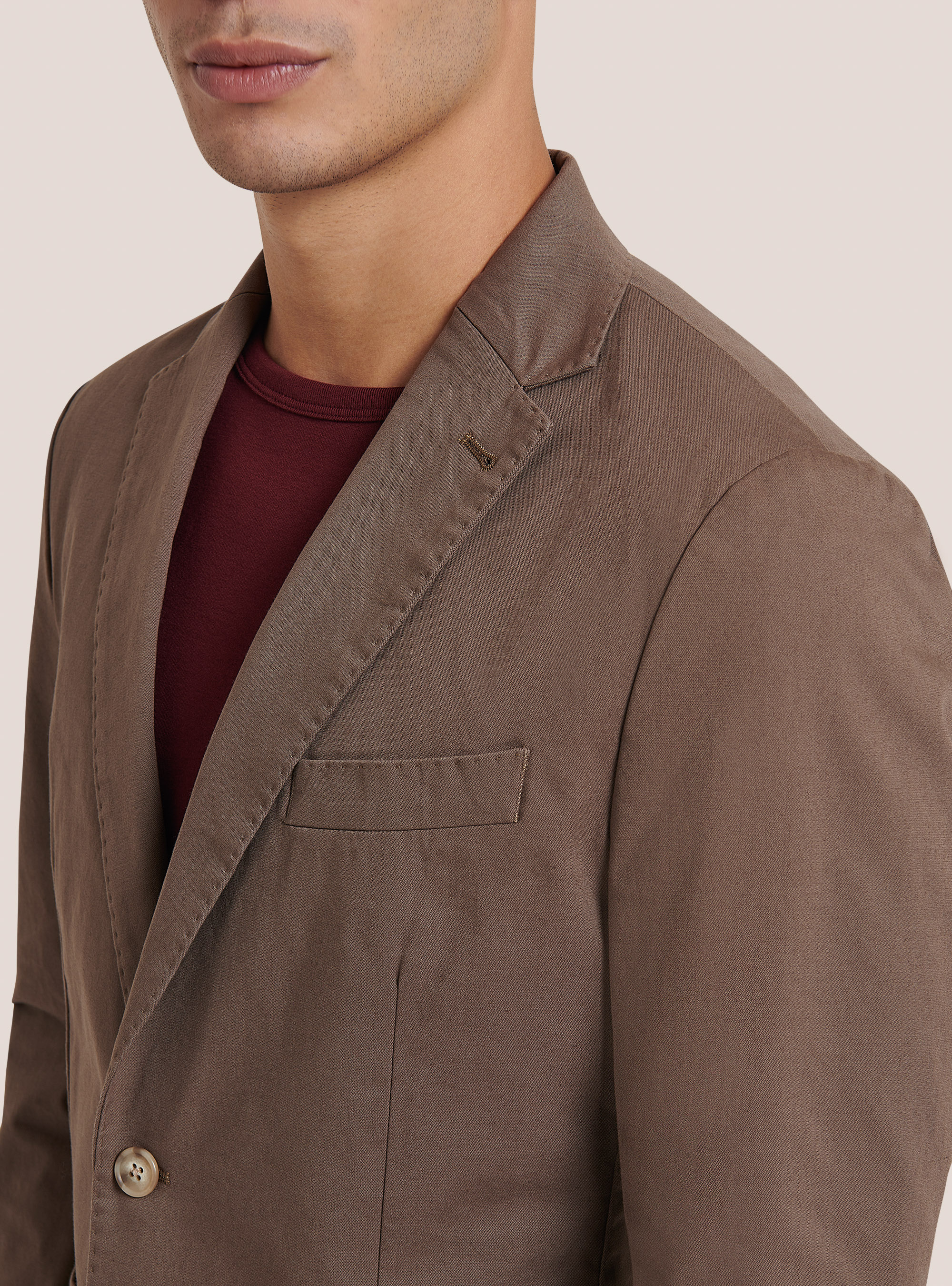 Giacca con tasca a toppa in misto cotone, C5615 BROWN