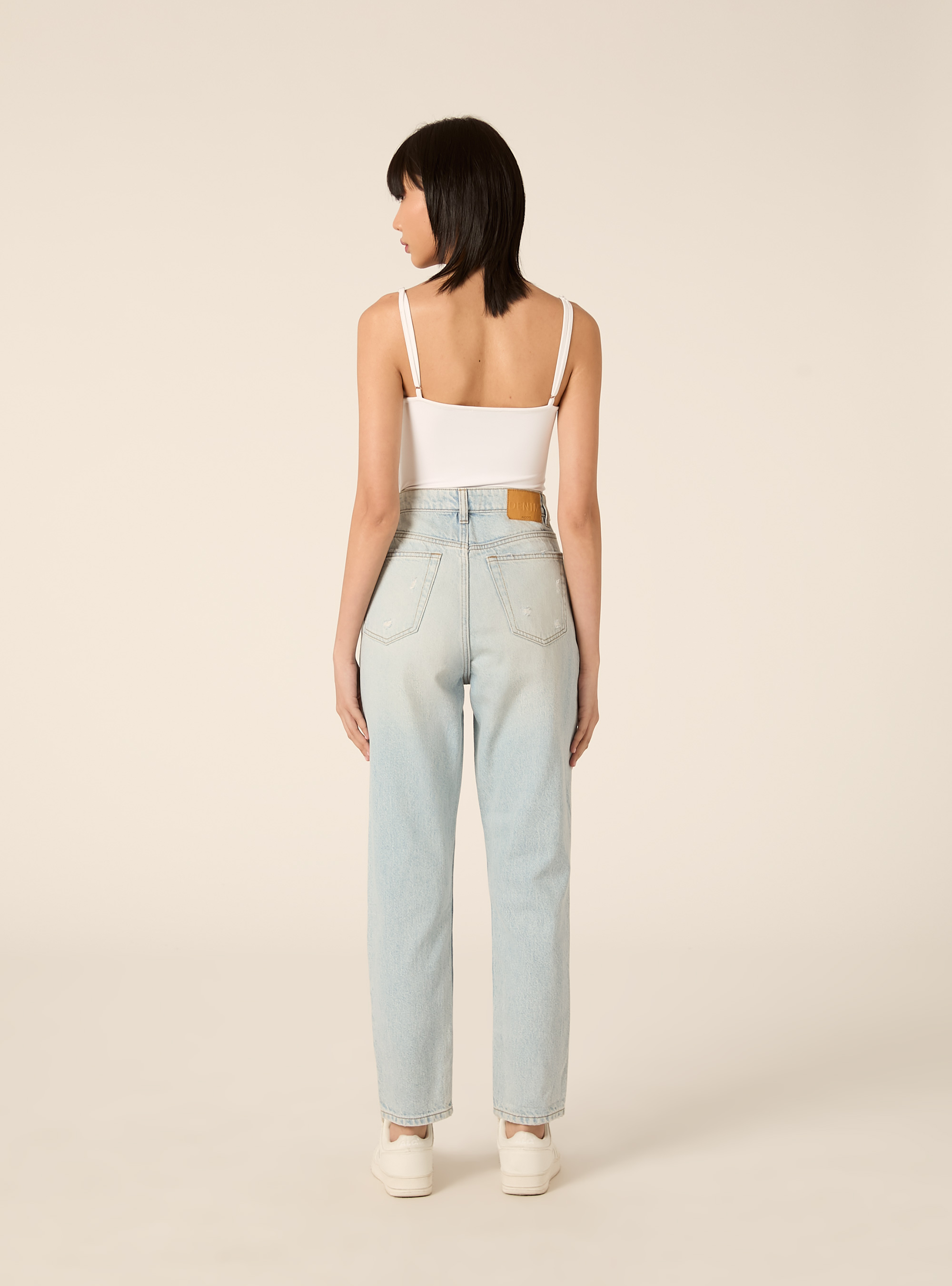 Mom fit jeans with rips, D007 LIGHT AZURE