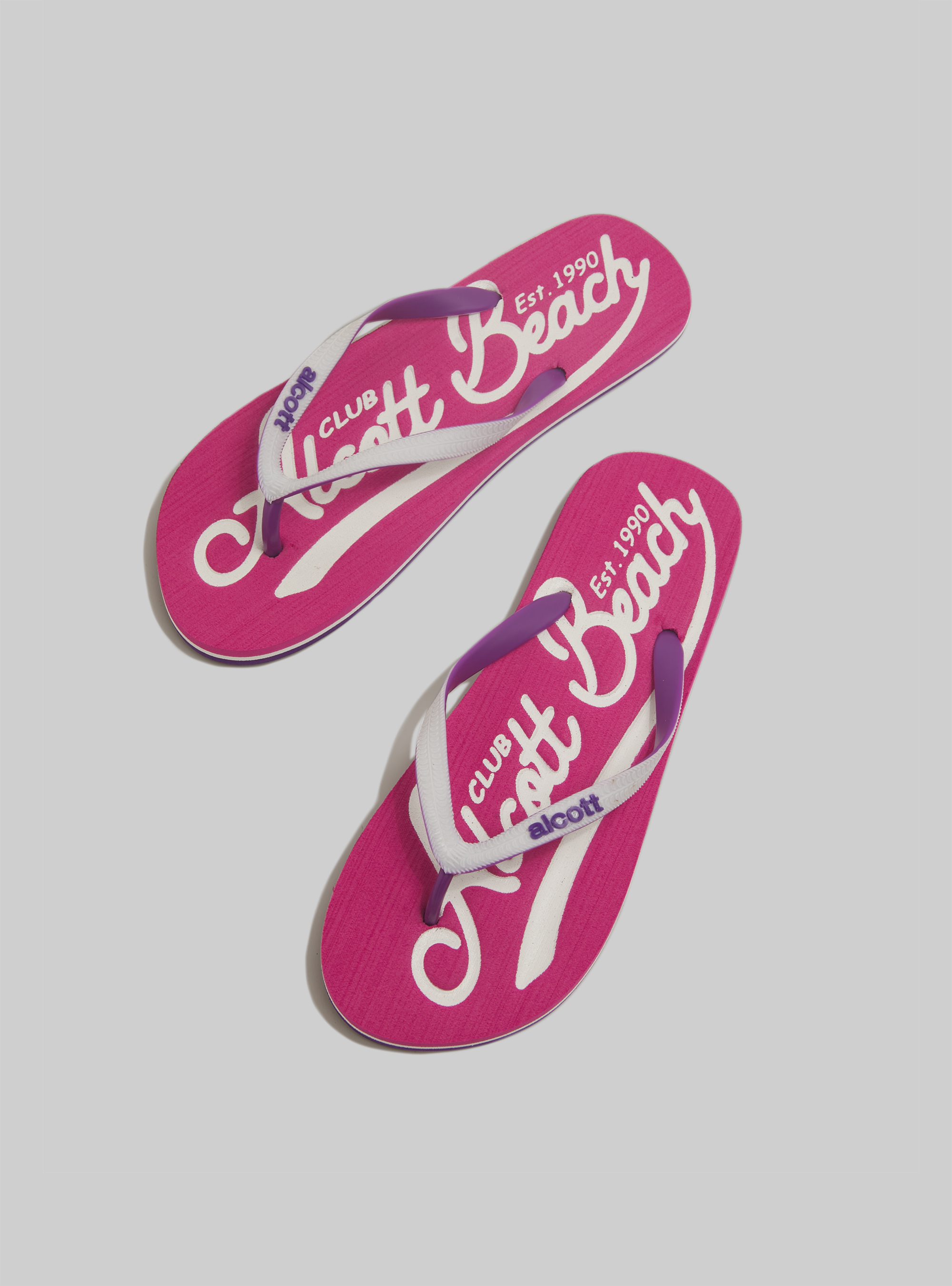 Flip-flops with logo, FUXIA