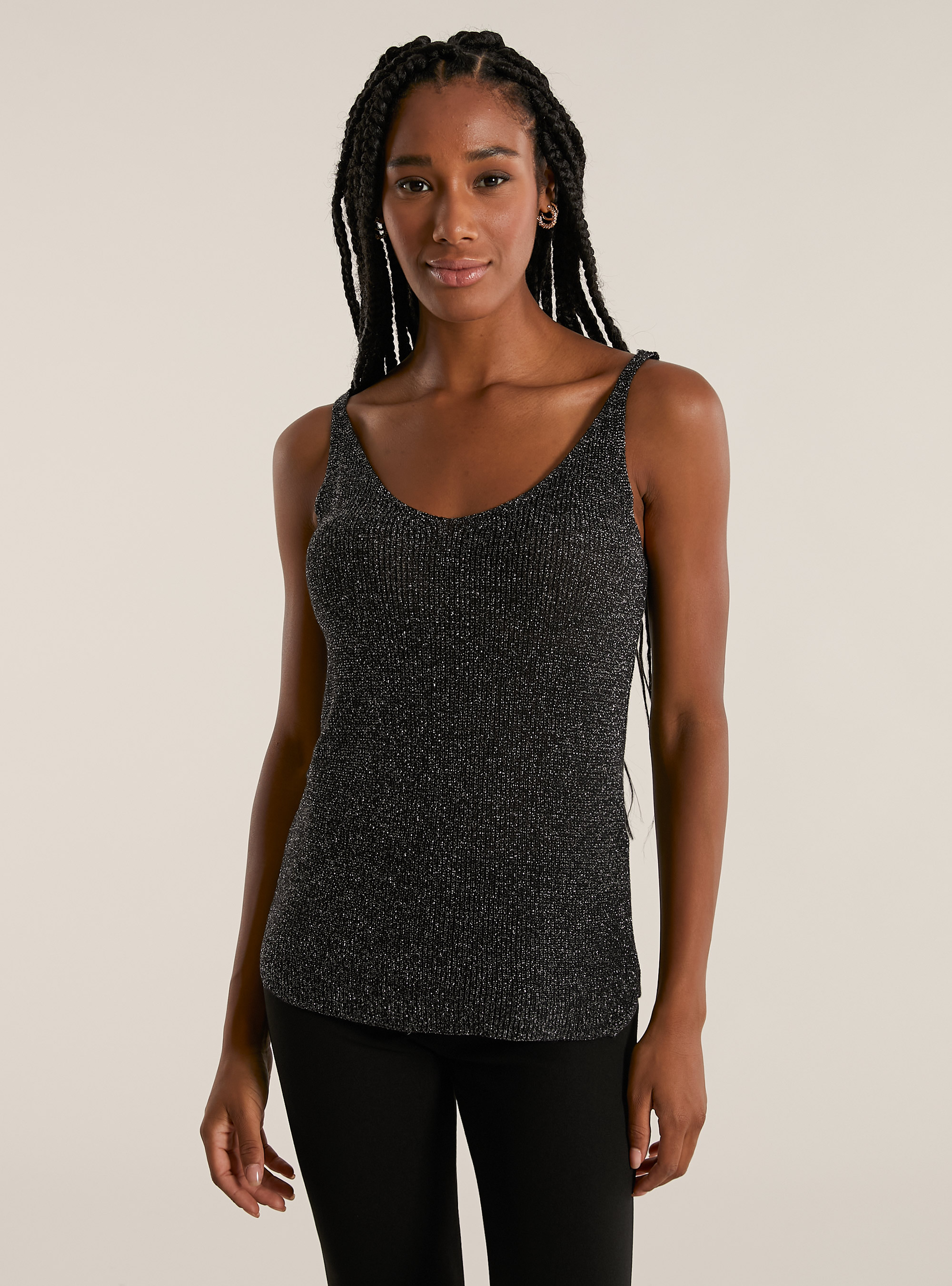 Lurex-Strick-Tanktop, BK1 BLACK