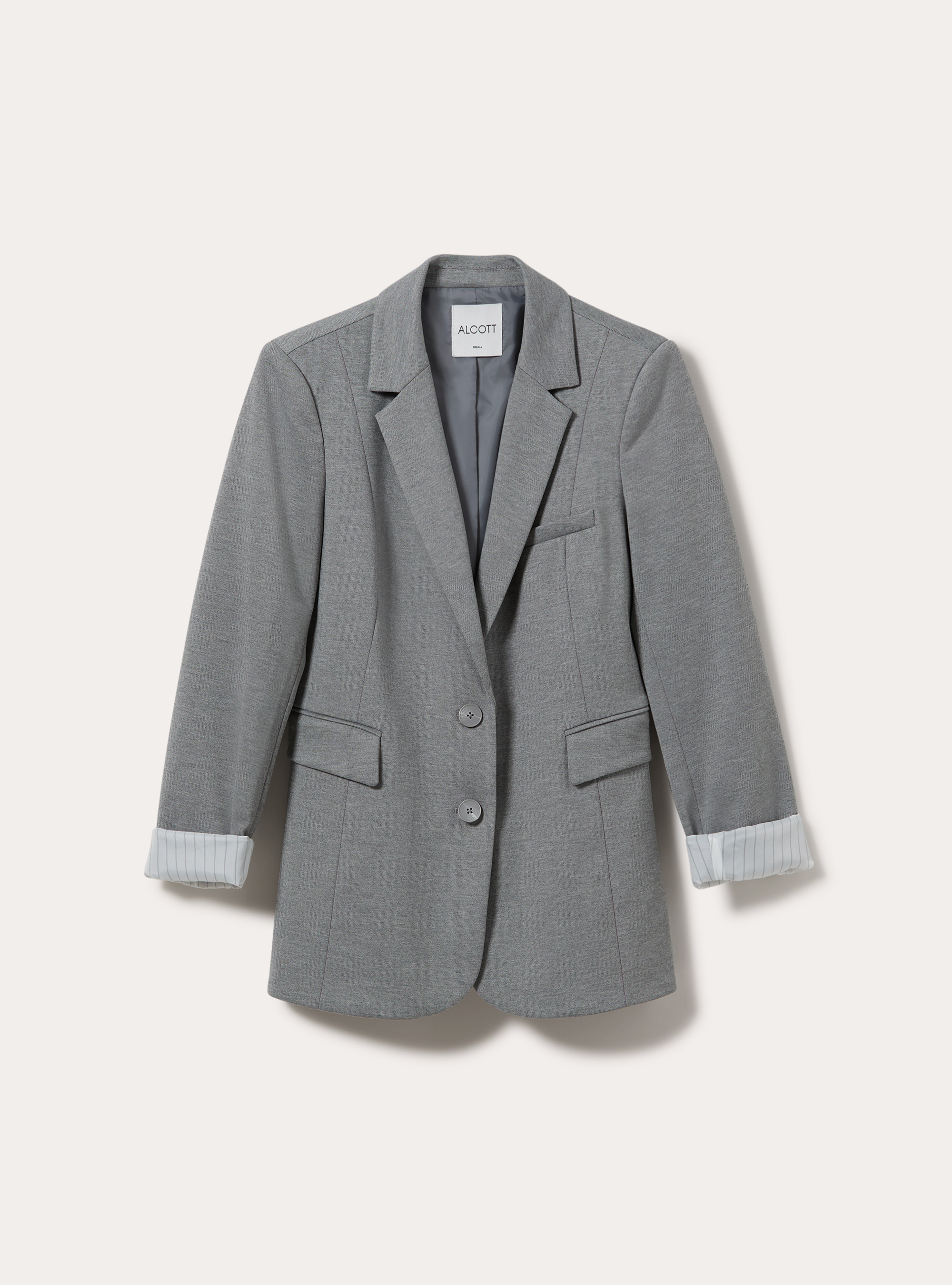 Blazer droit structure a revers, MGY1 GREY MEL DARK