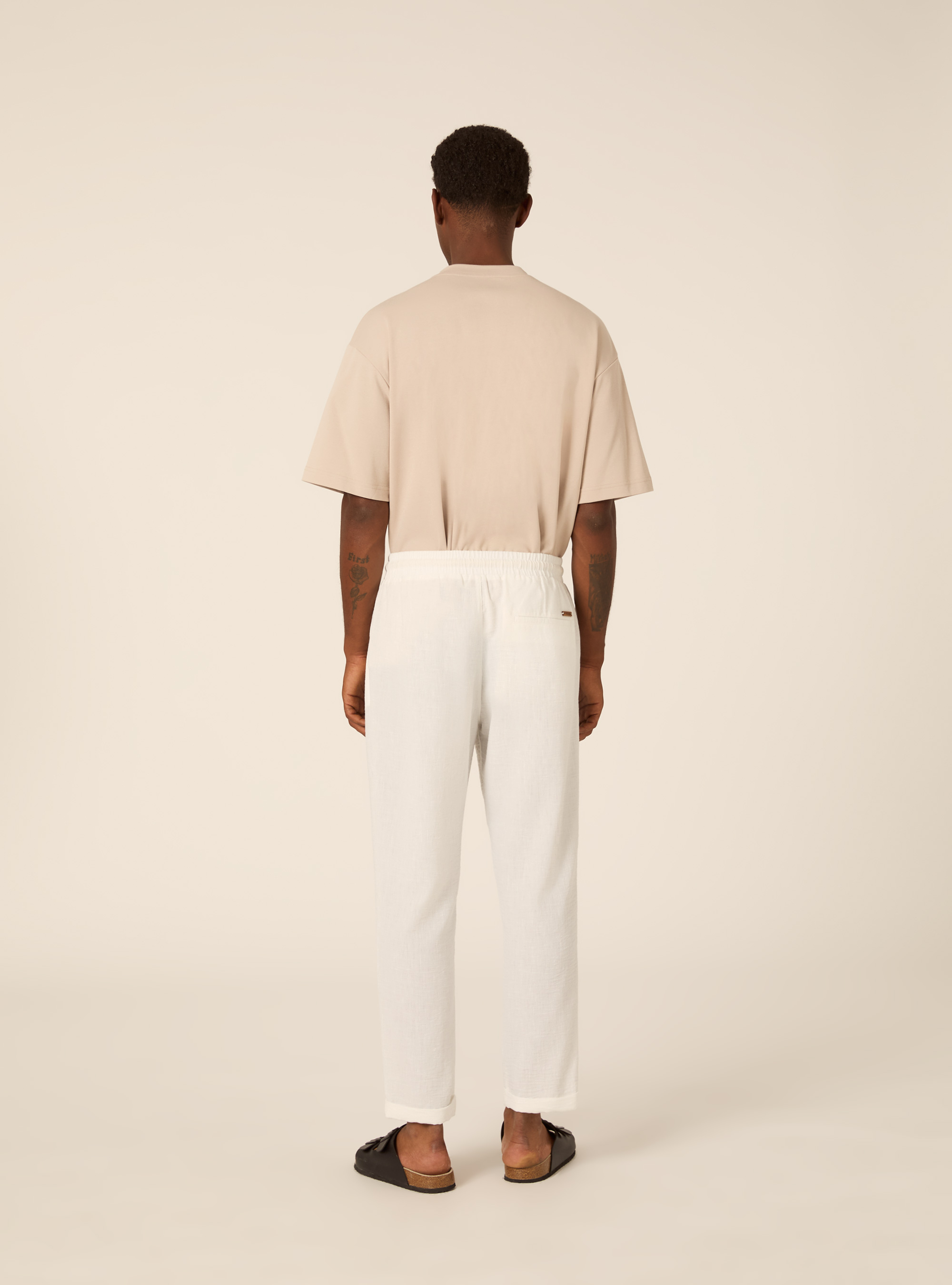 Pantalaccio basico con elastico in vita e coulisse, WH2 WHITE