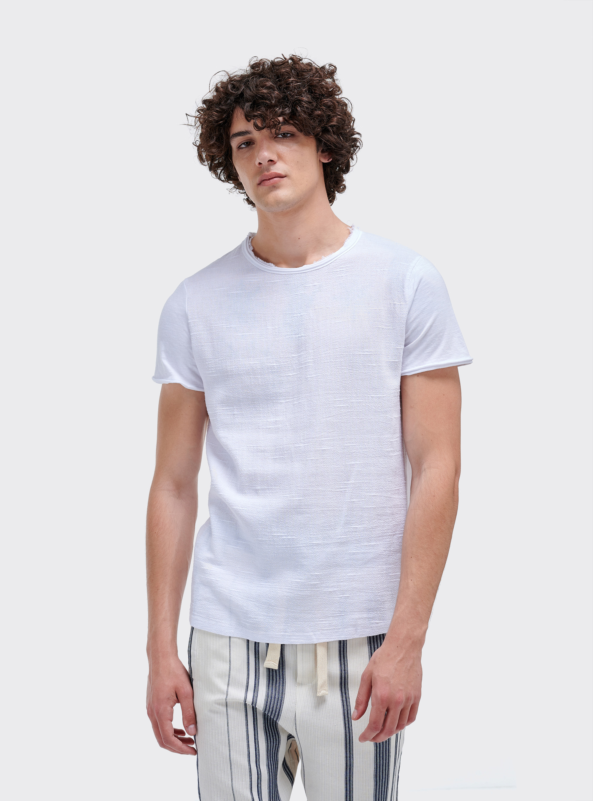 Blended linen shirt, WHITE