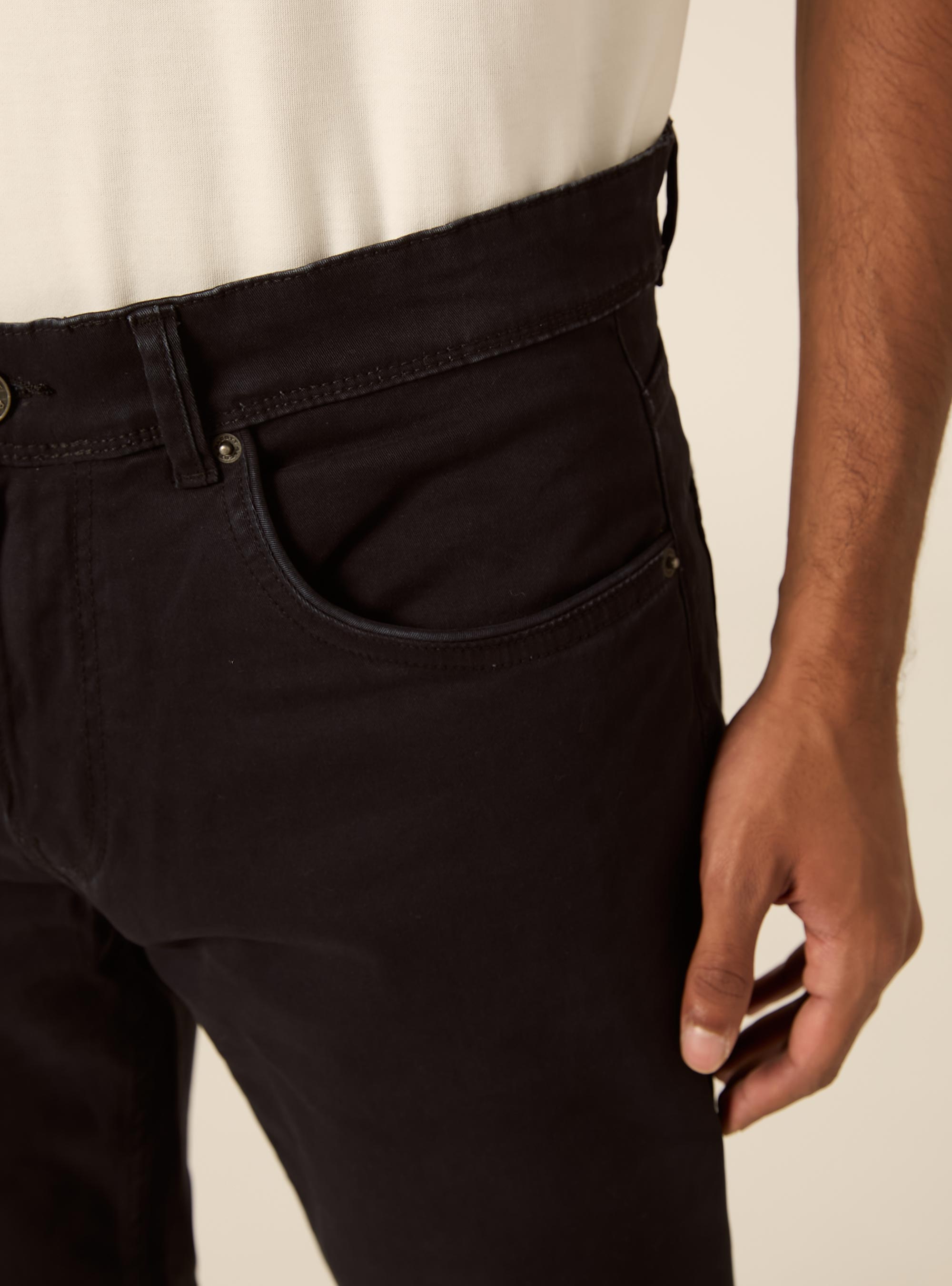 Pantaloni 5 tasche in twill, NA1 NAVY DARK