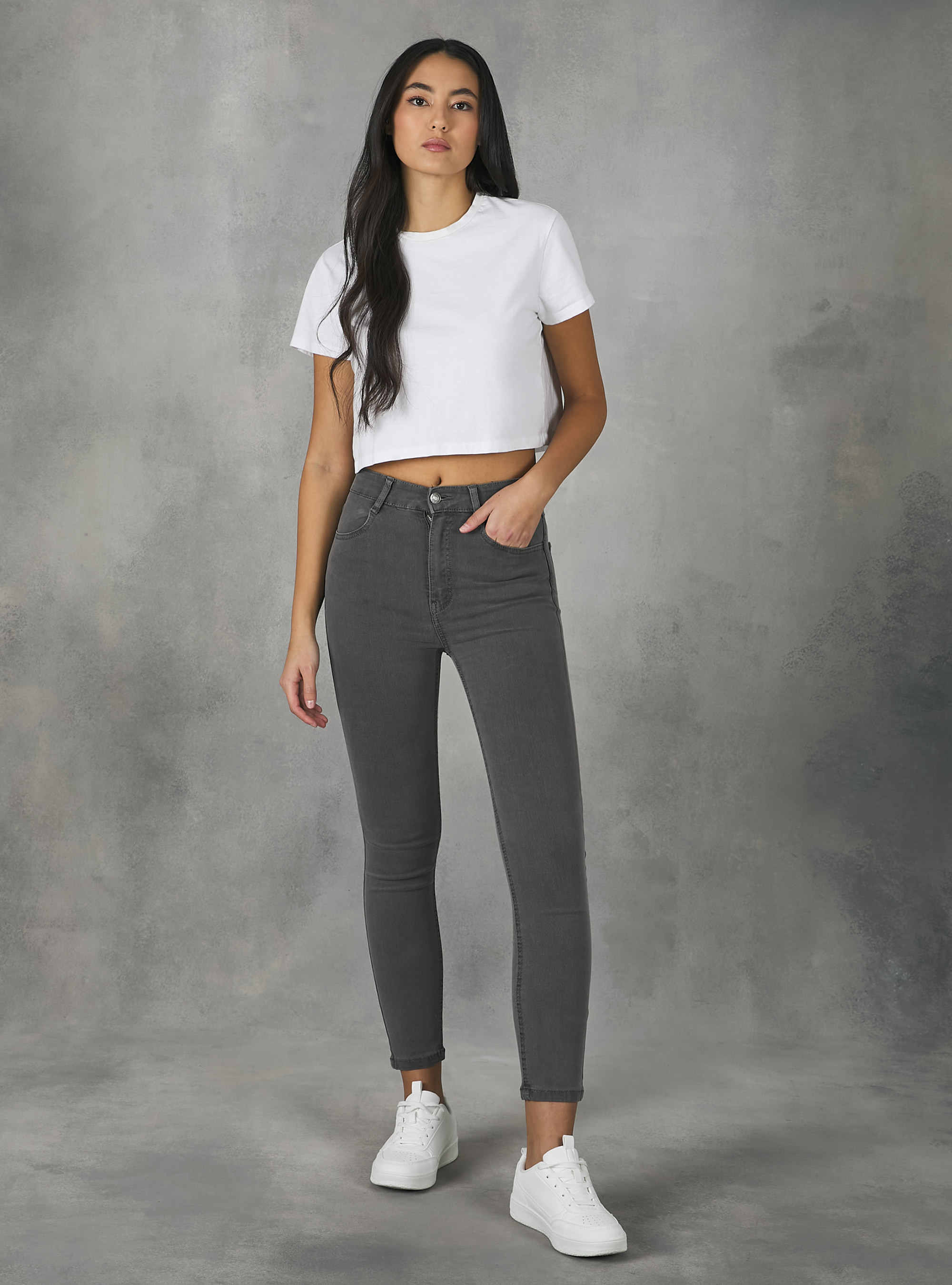 Skinny fit high waist jeans, D00G GREY