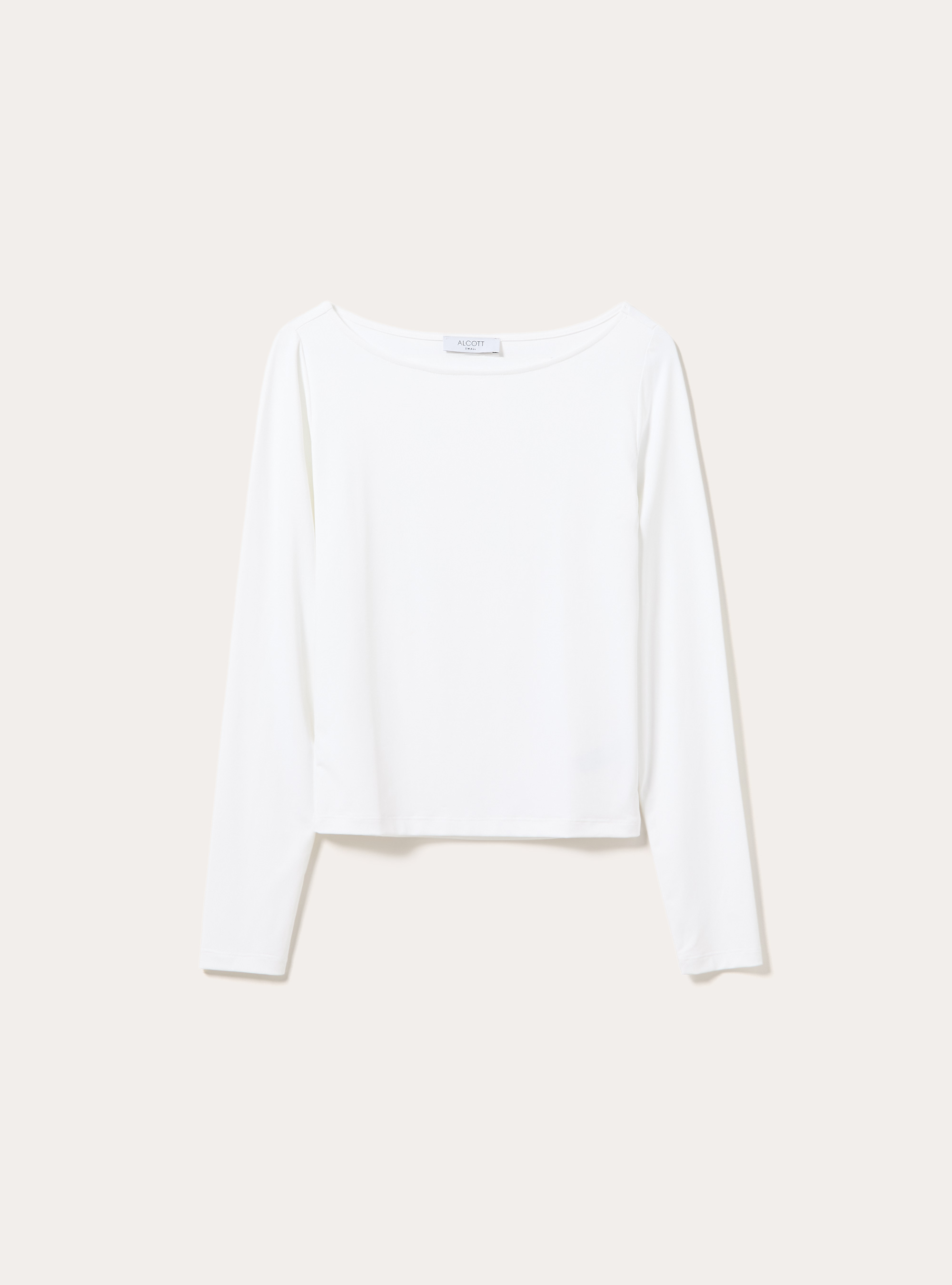 Long sleeve t-shirt with boat neckline, WH2 WHITE