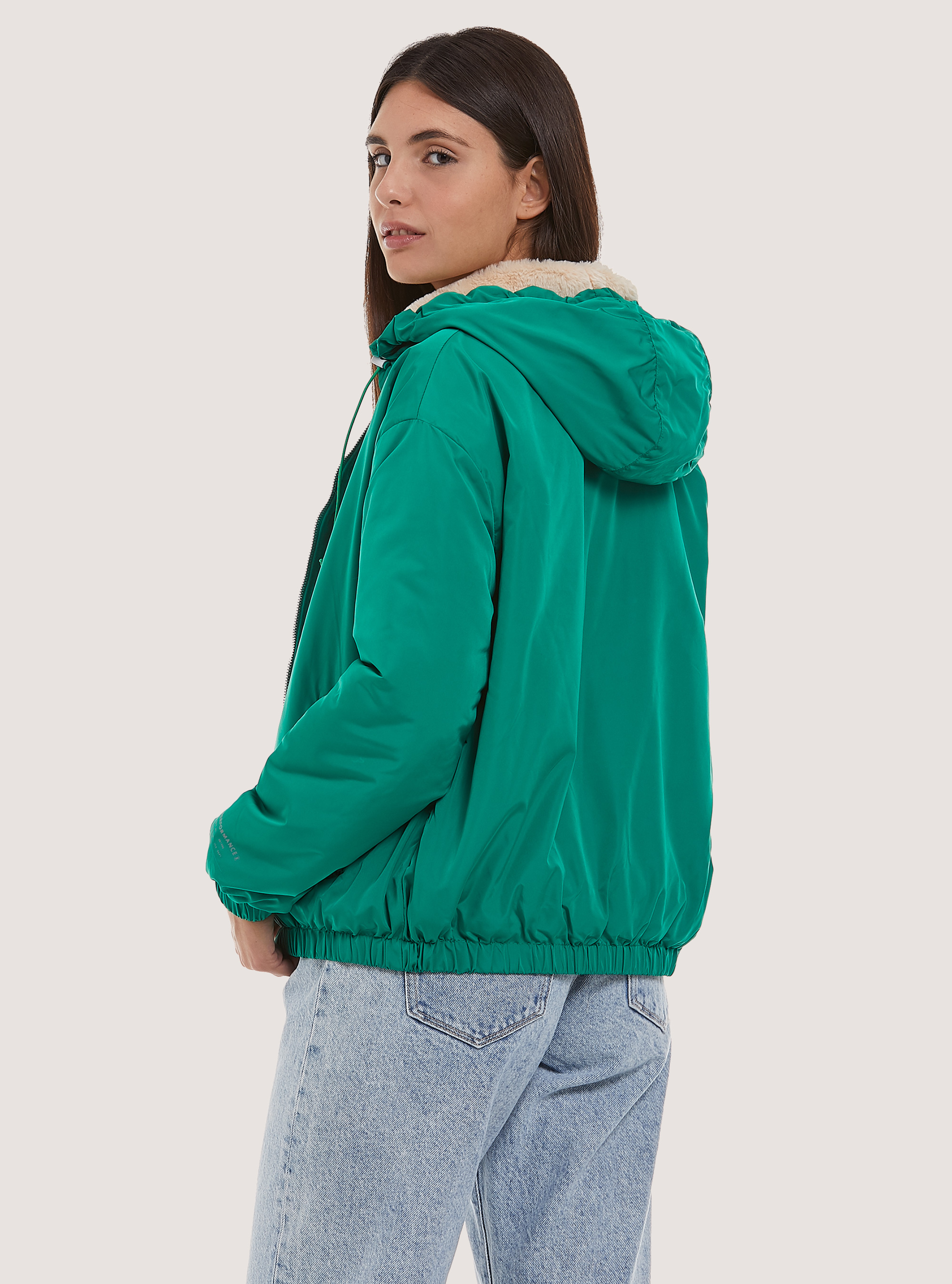 Bomber jacket with faux fur lining, GN2 GREEN MEDIUM