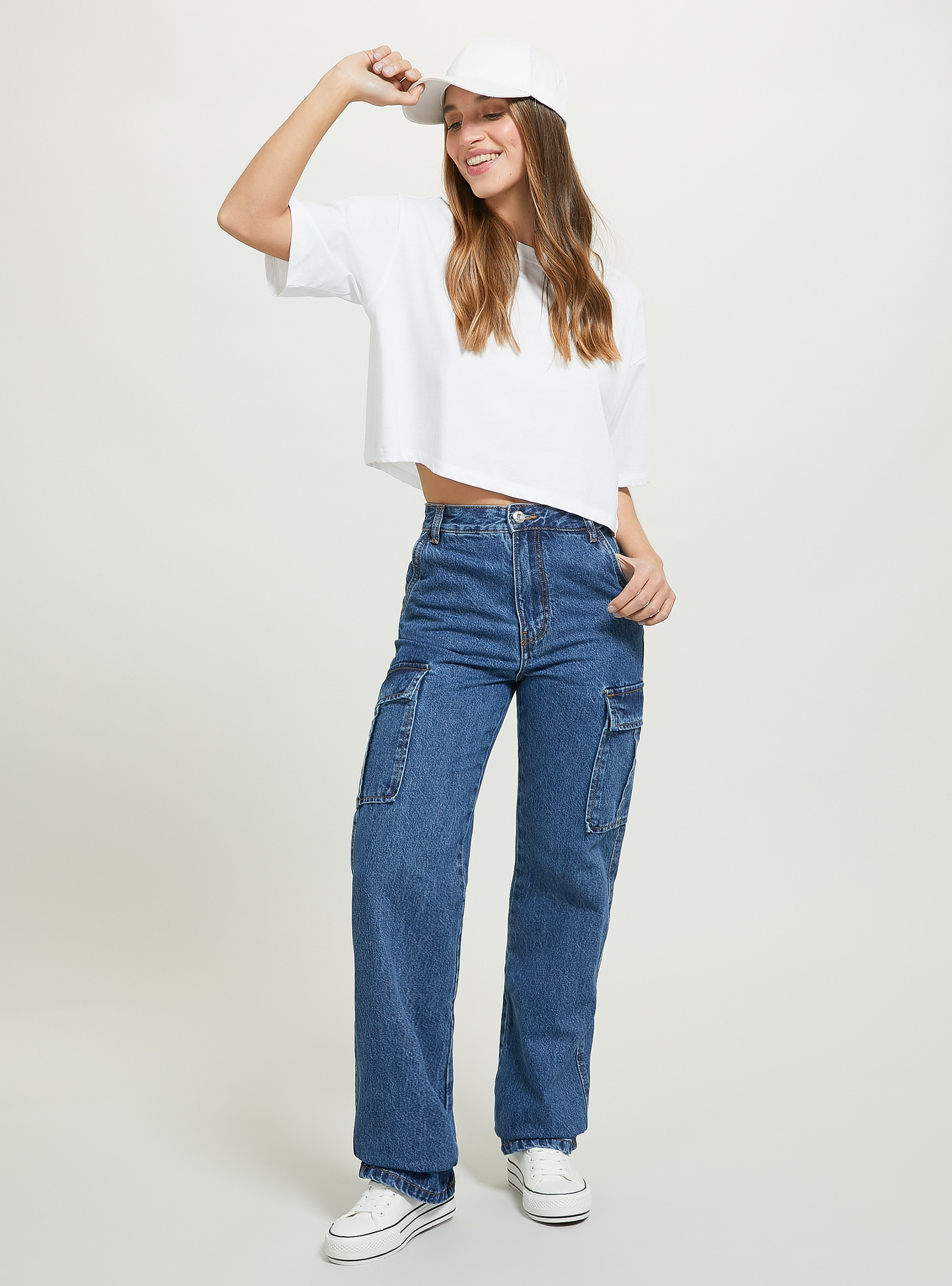 Comfort fit cargo jeans

, D002 MEDIUM DARK BLUE