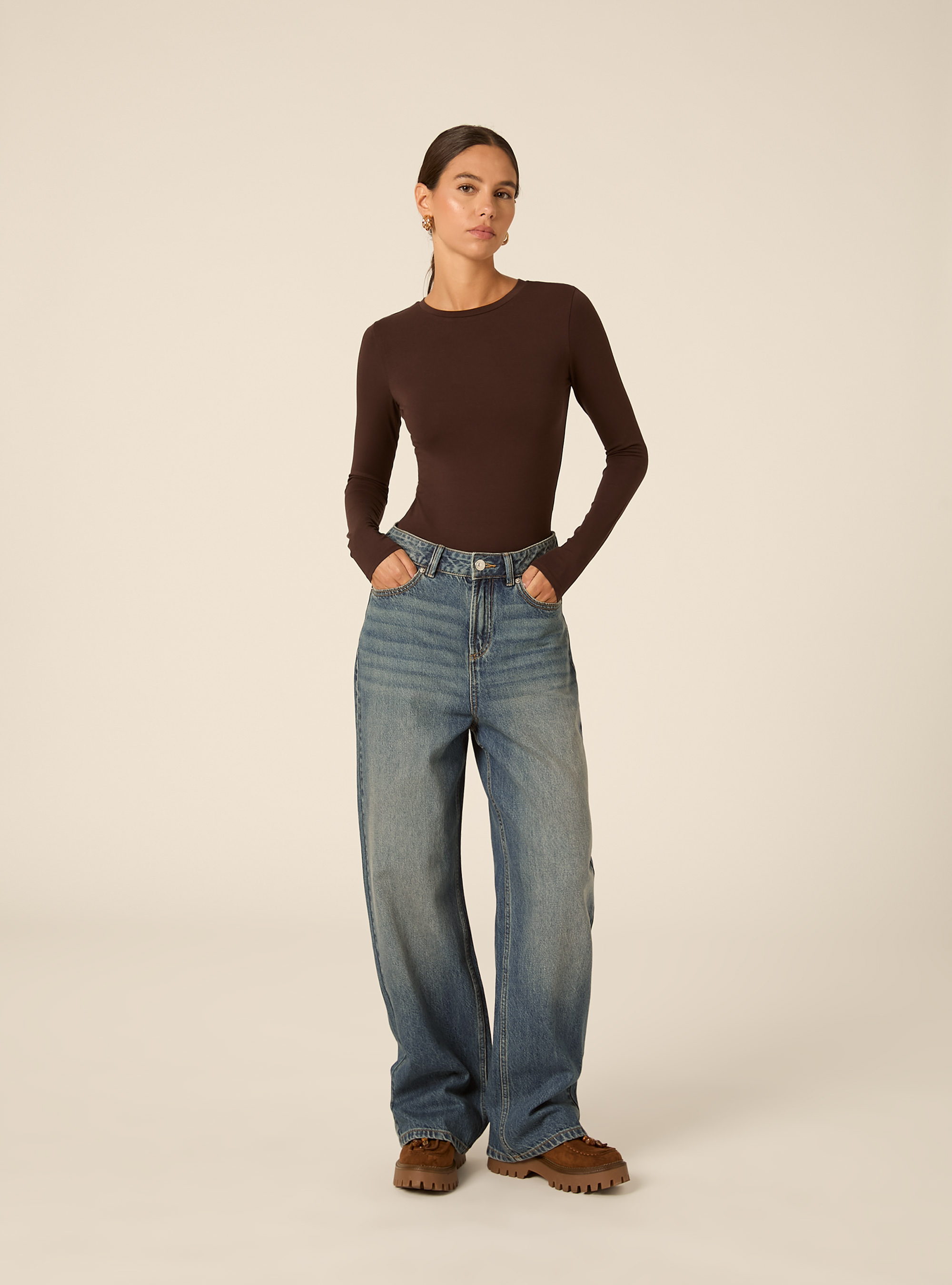 Body basic tinta unita, BR1 BROWN DARK