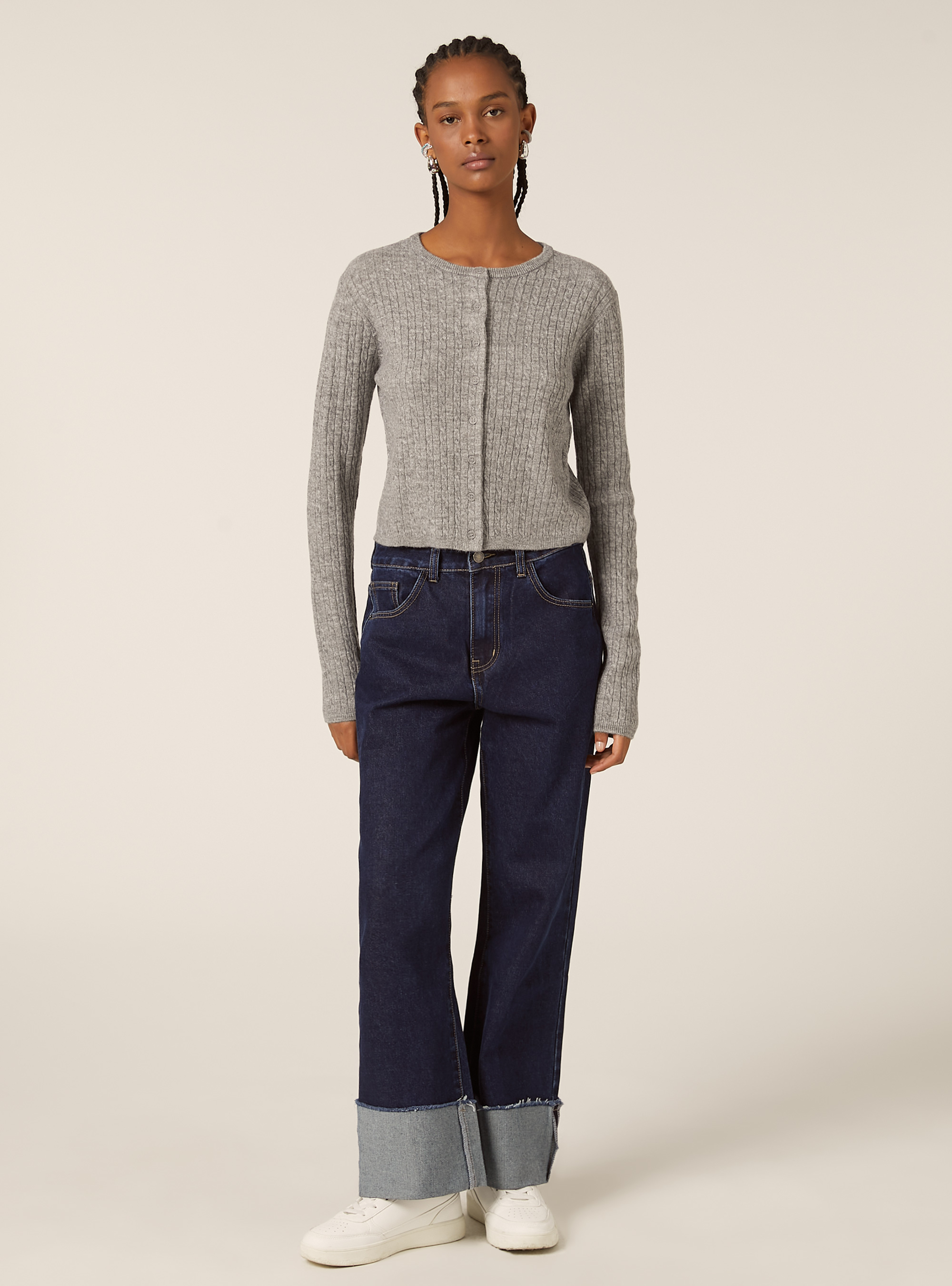 Cardigan trecce, MGY2 GREY MEL MEDIUM