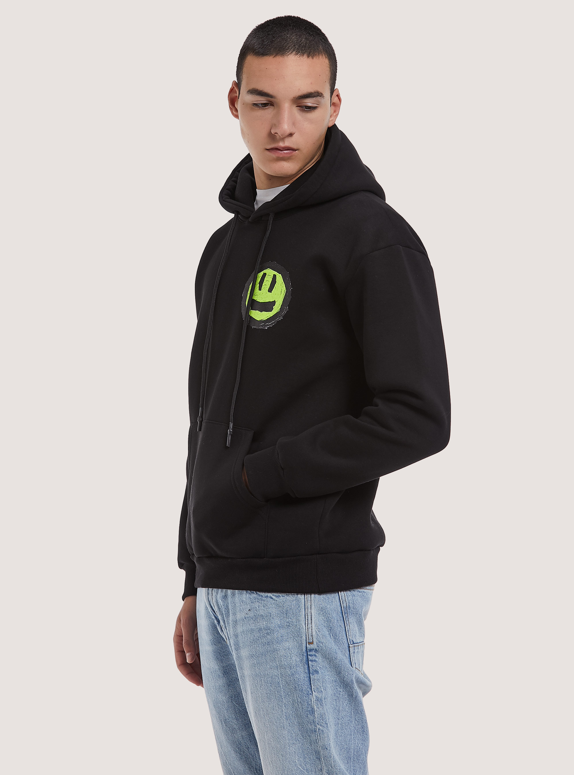 Felpa con stampa Smile Collection, BK1 BLACK