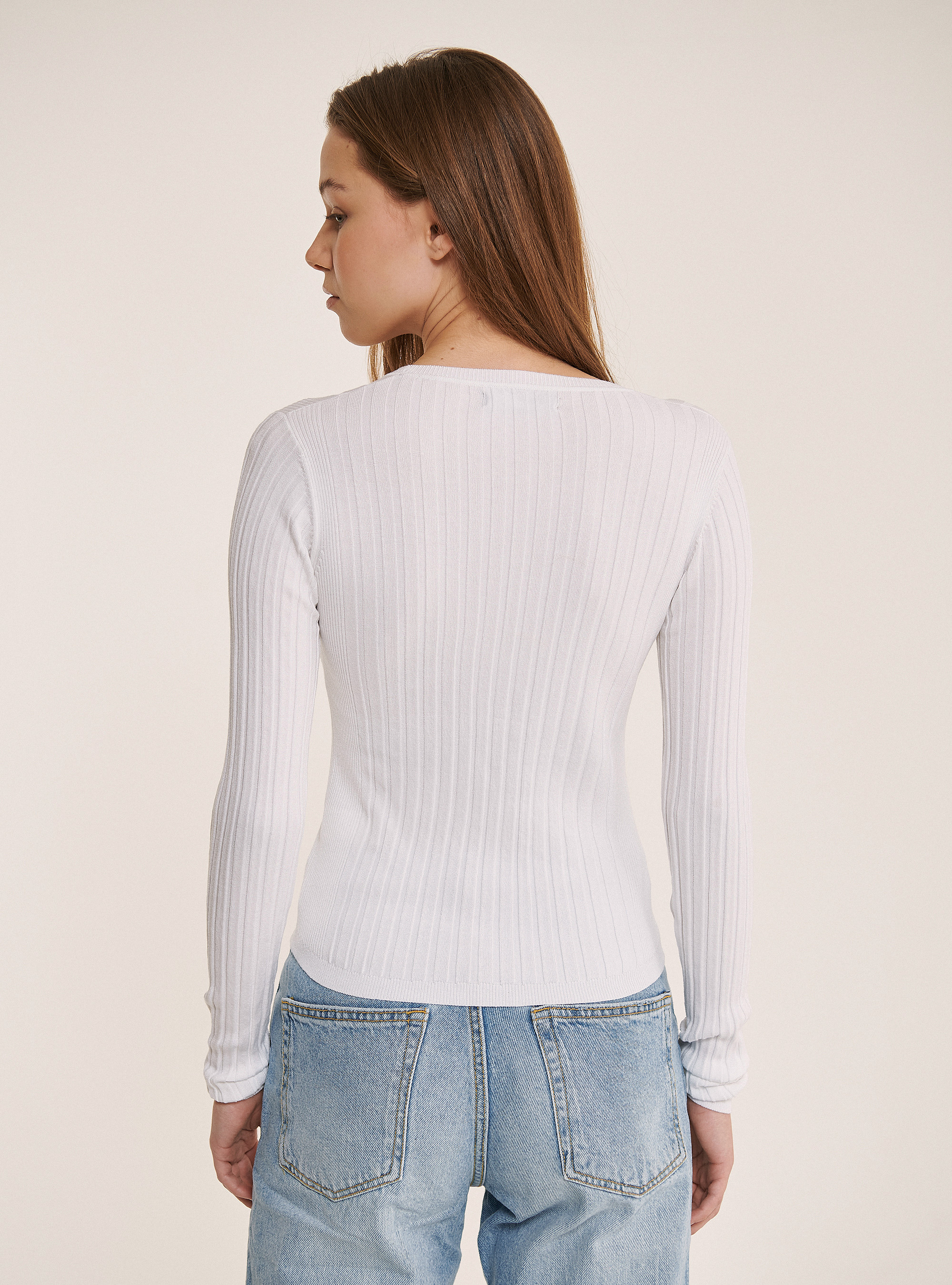 Jersey cropped de costillas, BLANCO
