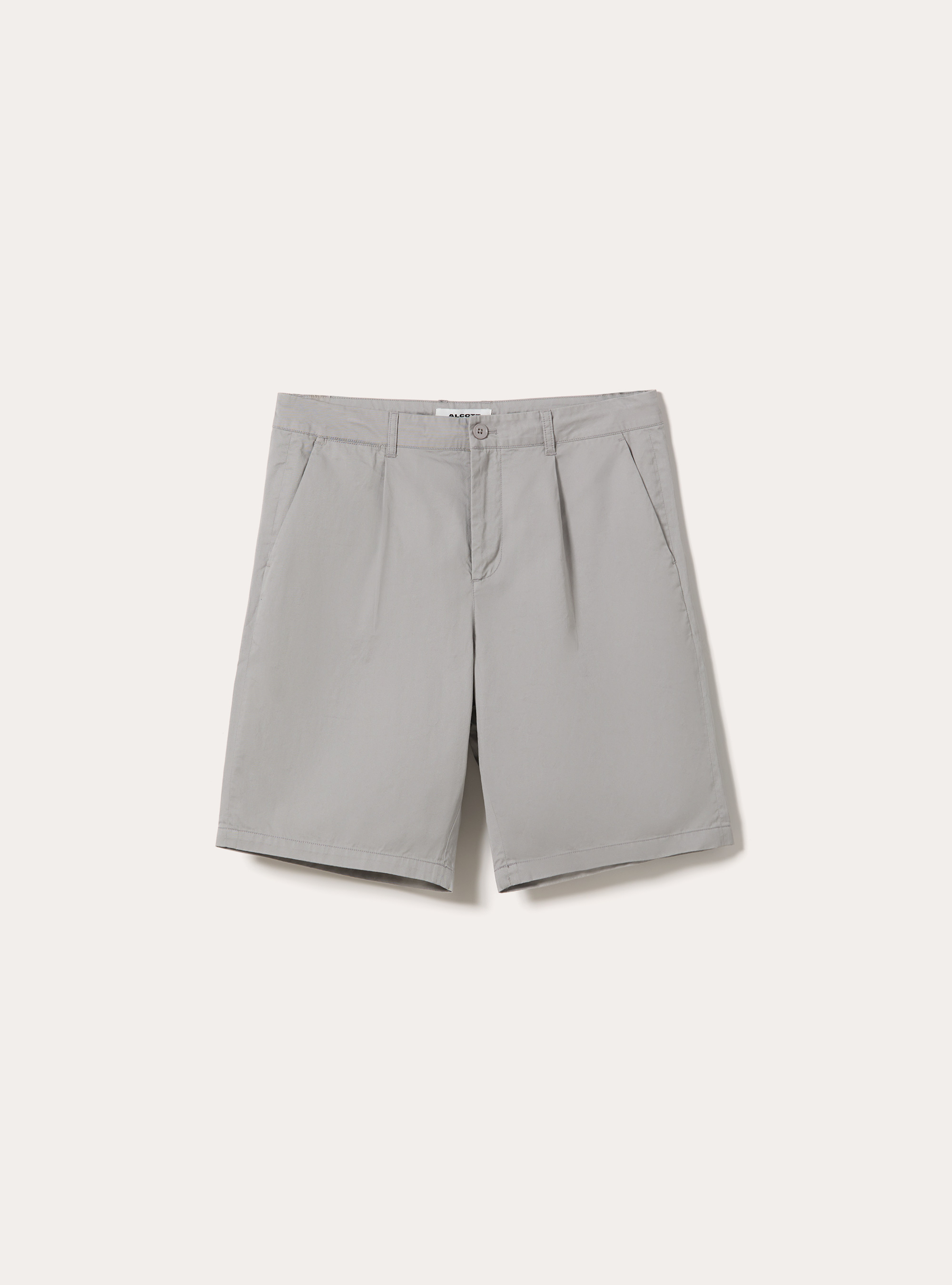 Regular Fit Pleated Chino Bermuda Shorts, GY3 GREY LIGHT