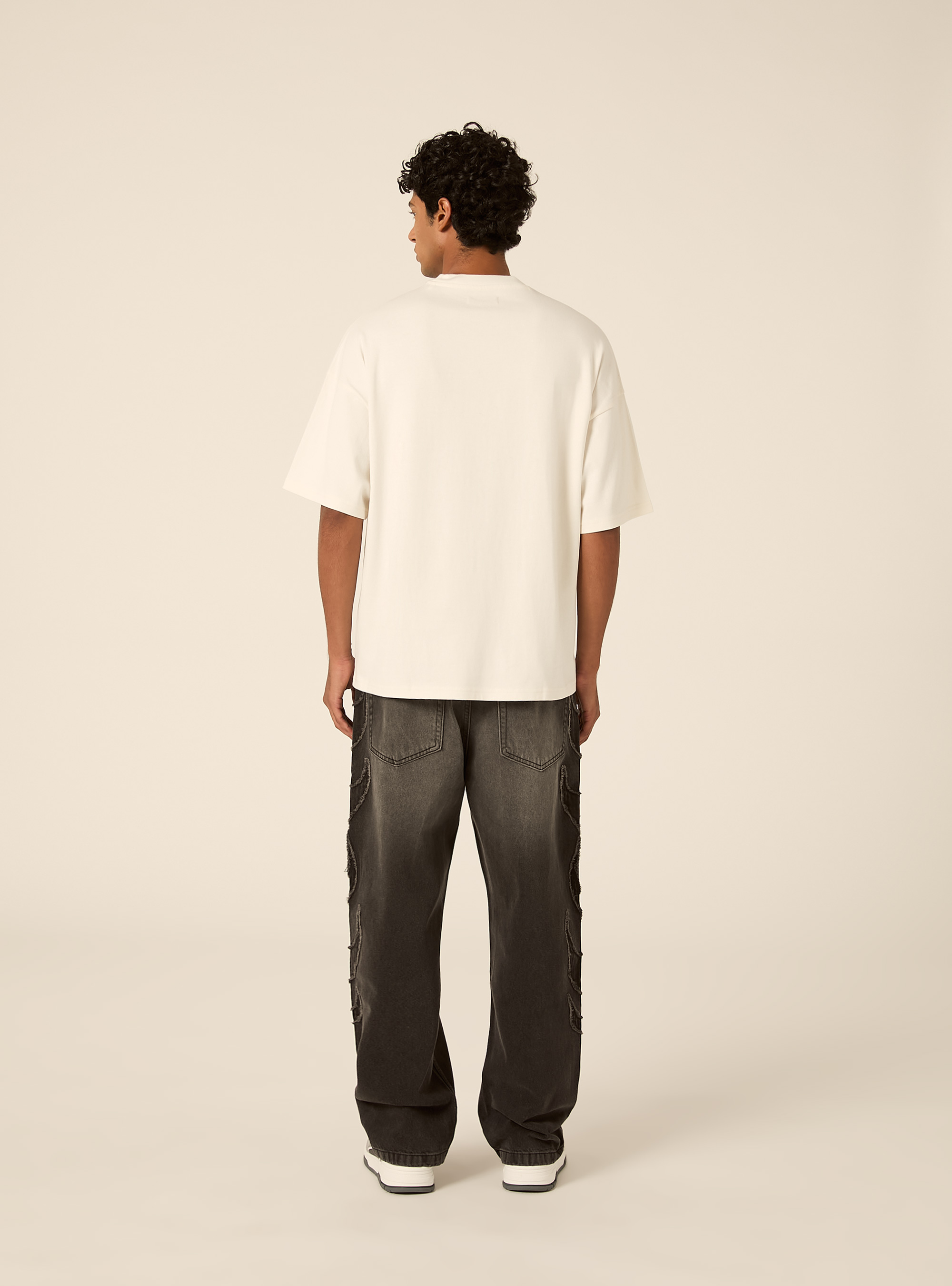 T-shirt coupe boxy &agrave; manches courtes et &eacute;paules tombantes, WH2 WHITE