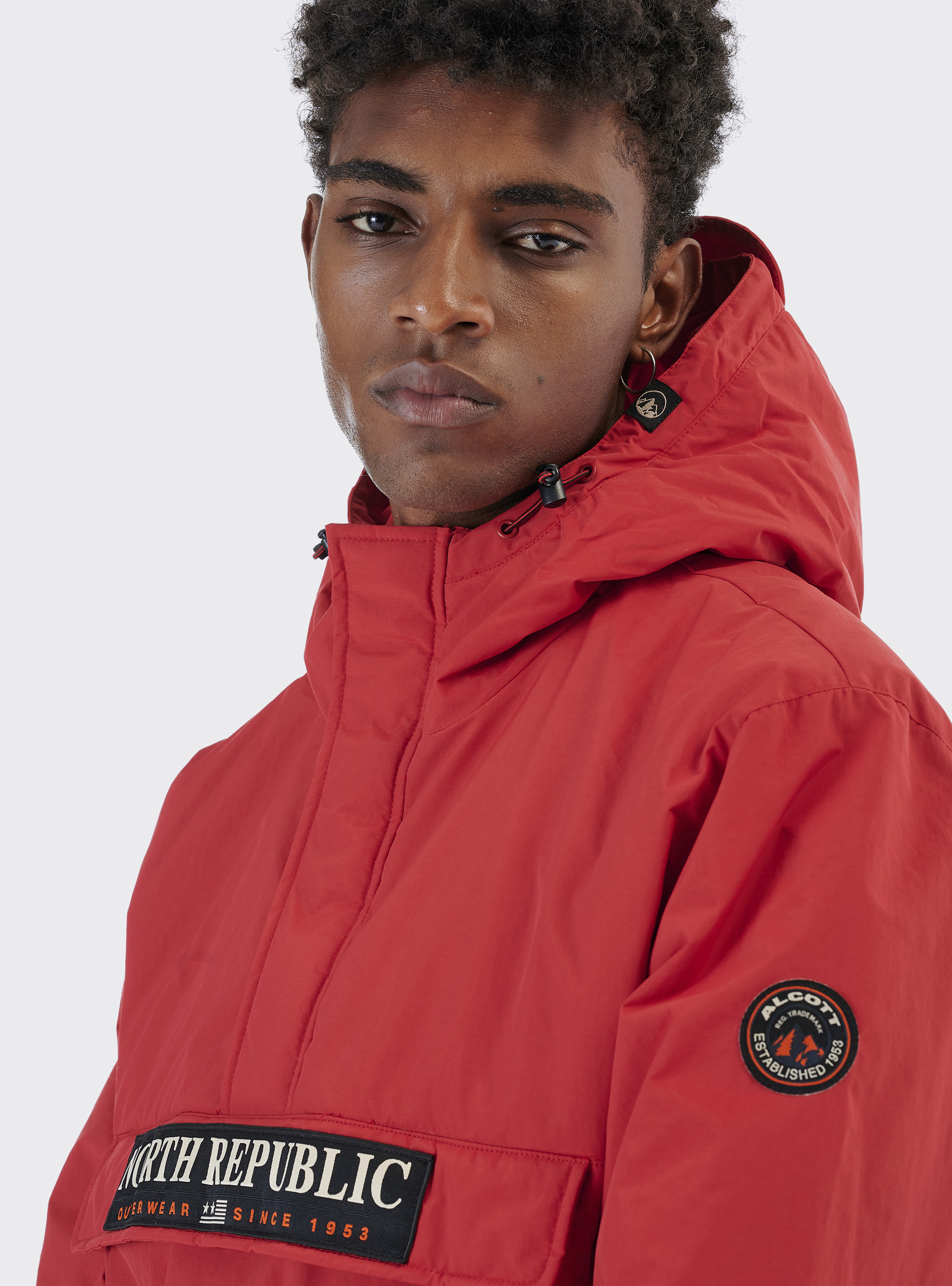 Anorak jacket with 100% recycled polyester padding, RED