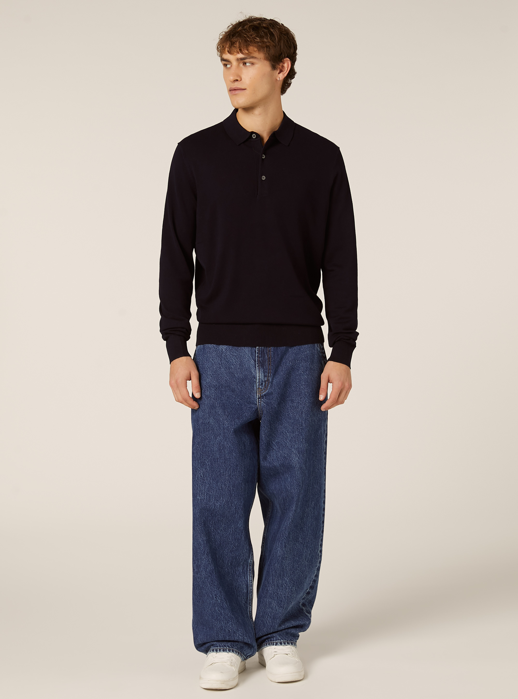 Polo de punto de manga larga, NA1 NAVY DARK
