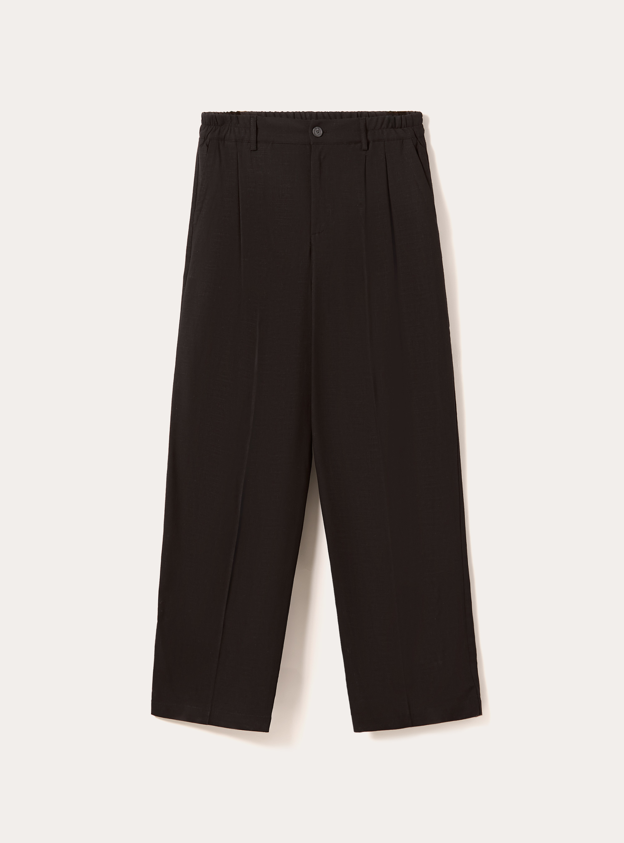 Pantalon large en lin m&eacute;lang&eacute;, BK1 BLACK
