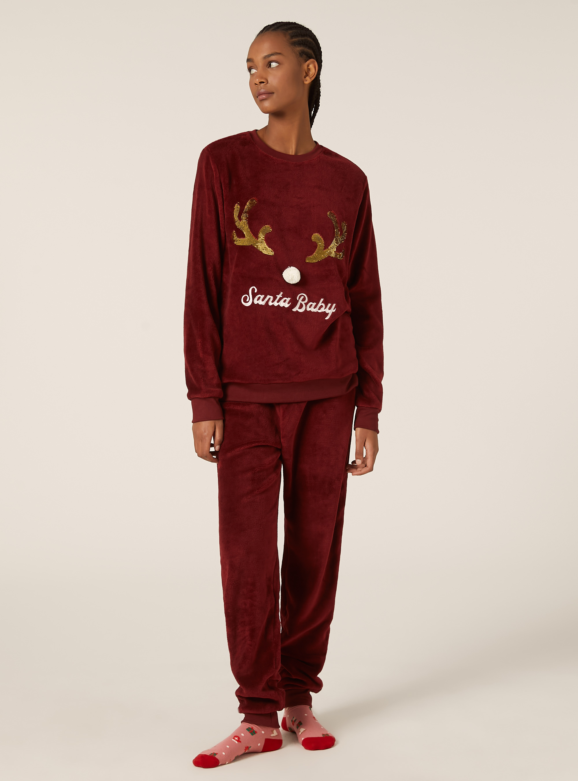 Christmas Collection soft touch pyjamas, BO2 BORDEAUX MEDIUM