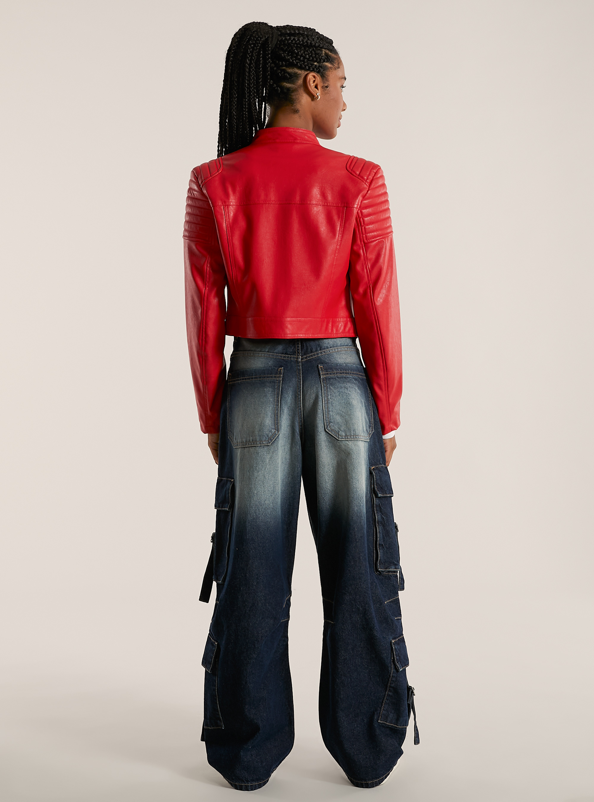 Leather-effect biker jacket, RD2 RED MEDIUM
