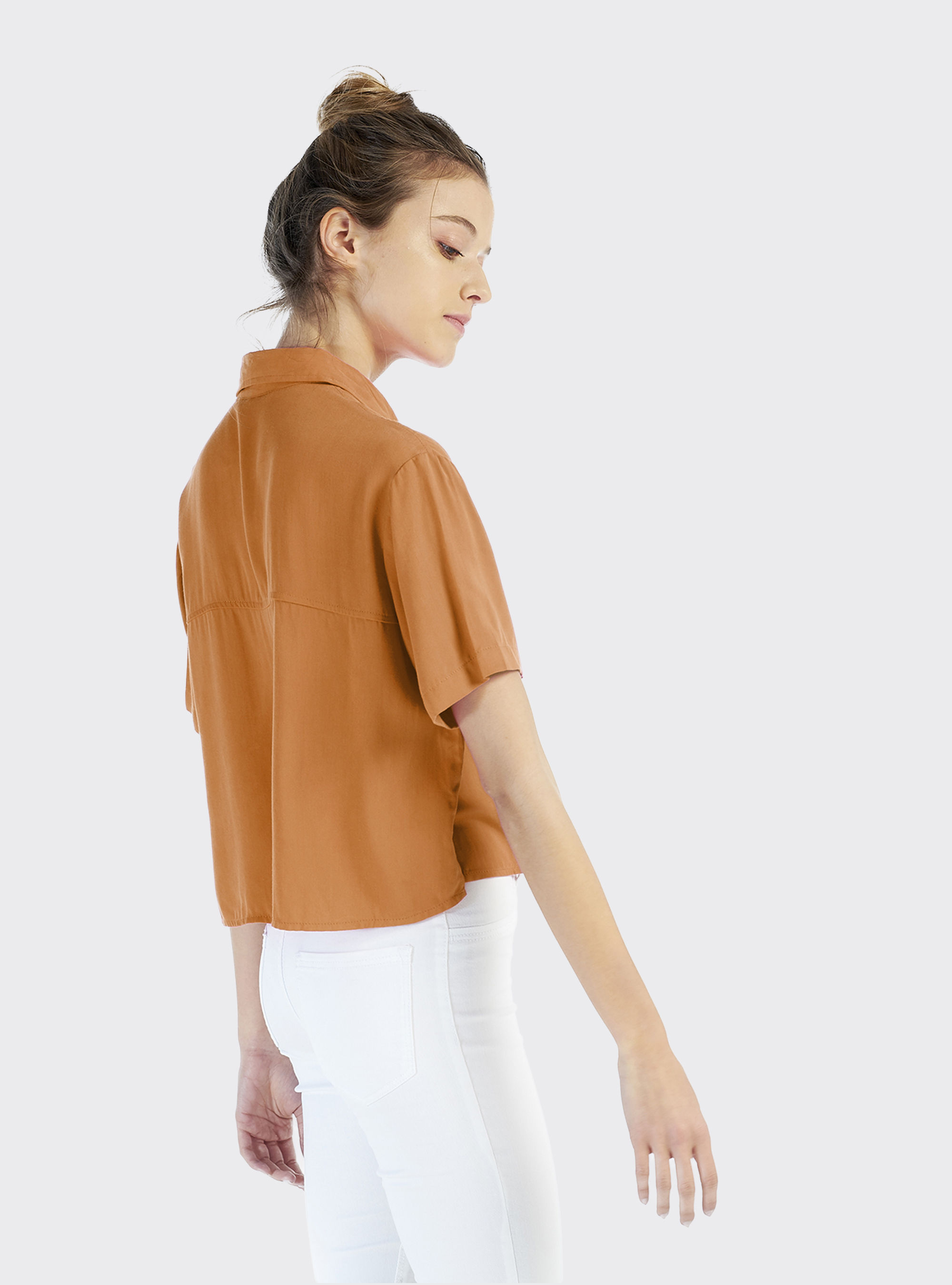 Camicia corta oversize fit, C5527 CAMEL