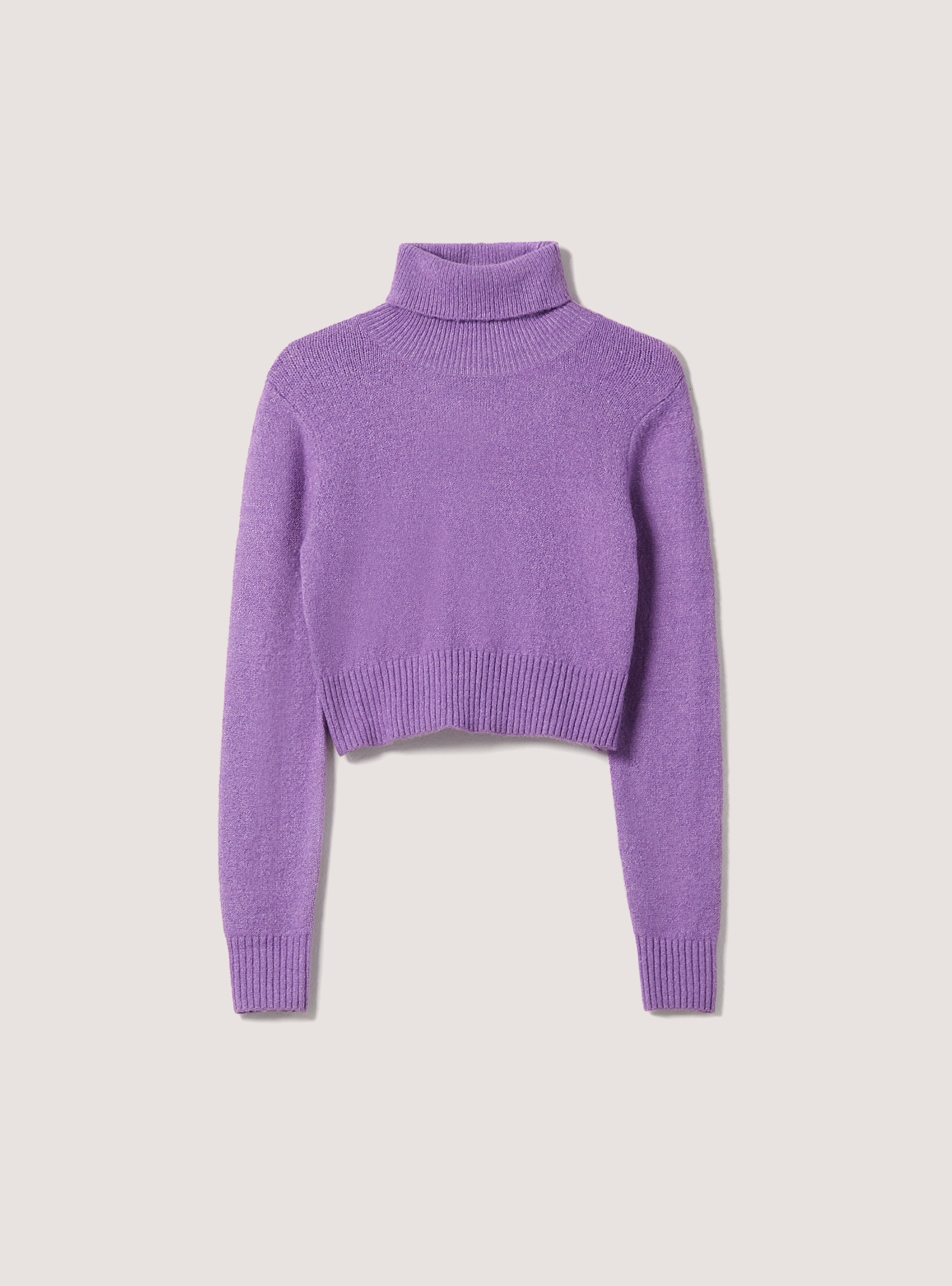 Pullover morbido cropped a collo alto, VI3 VIOLET LIGHT