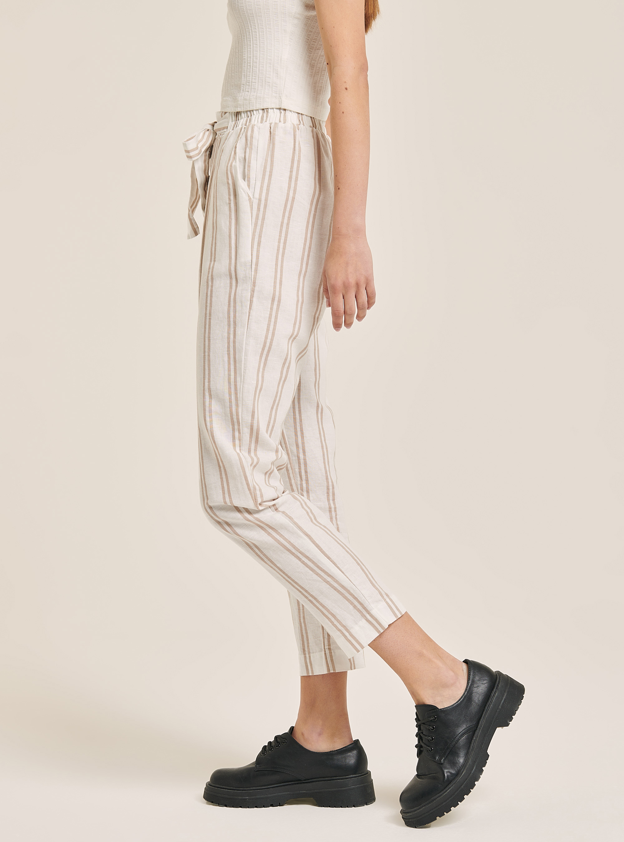 Striped paperbag trousers, MULTICOLOR