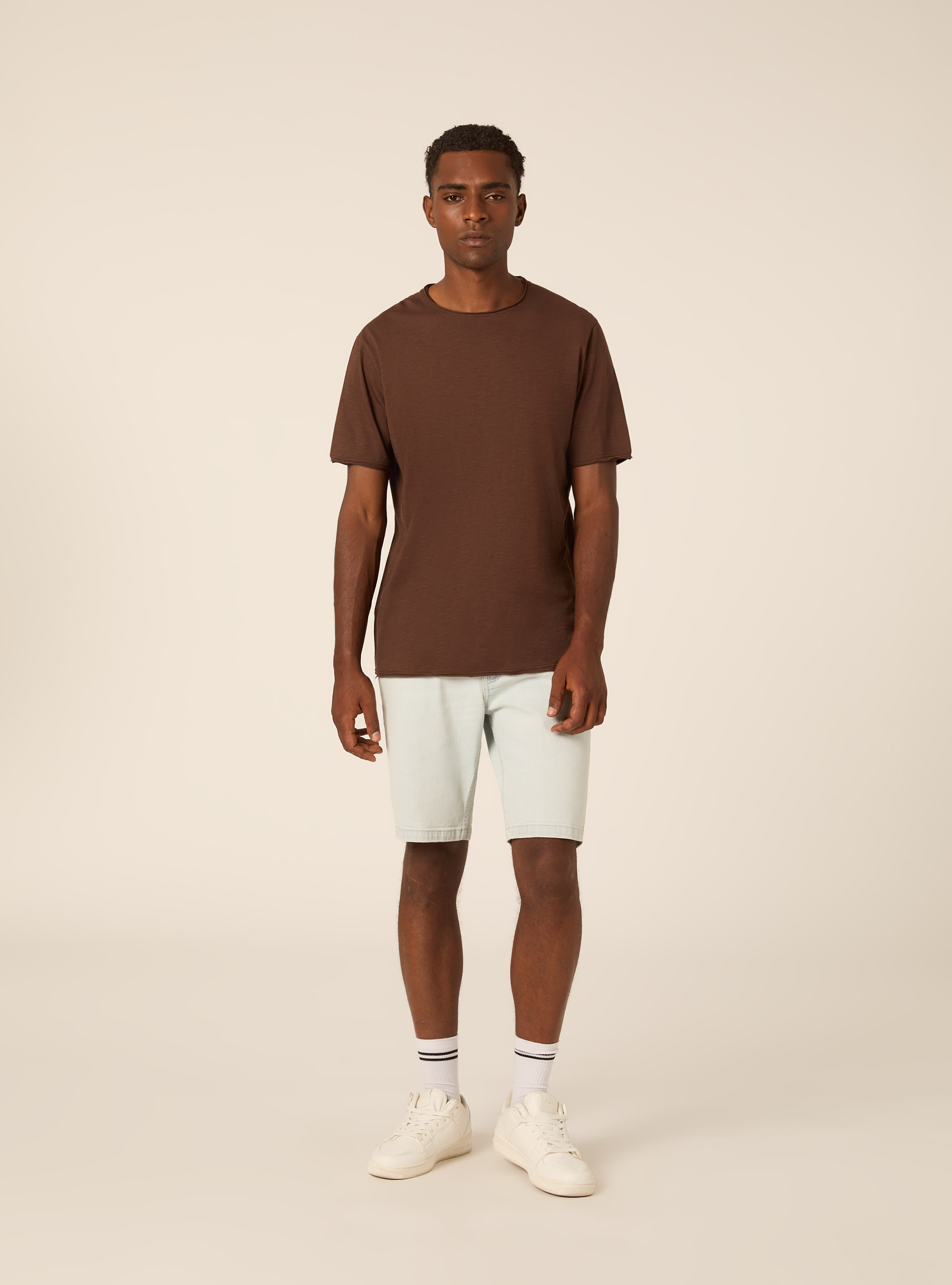 T-shirt slub tinta unita, BR2 BROWN MEDIUM