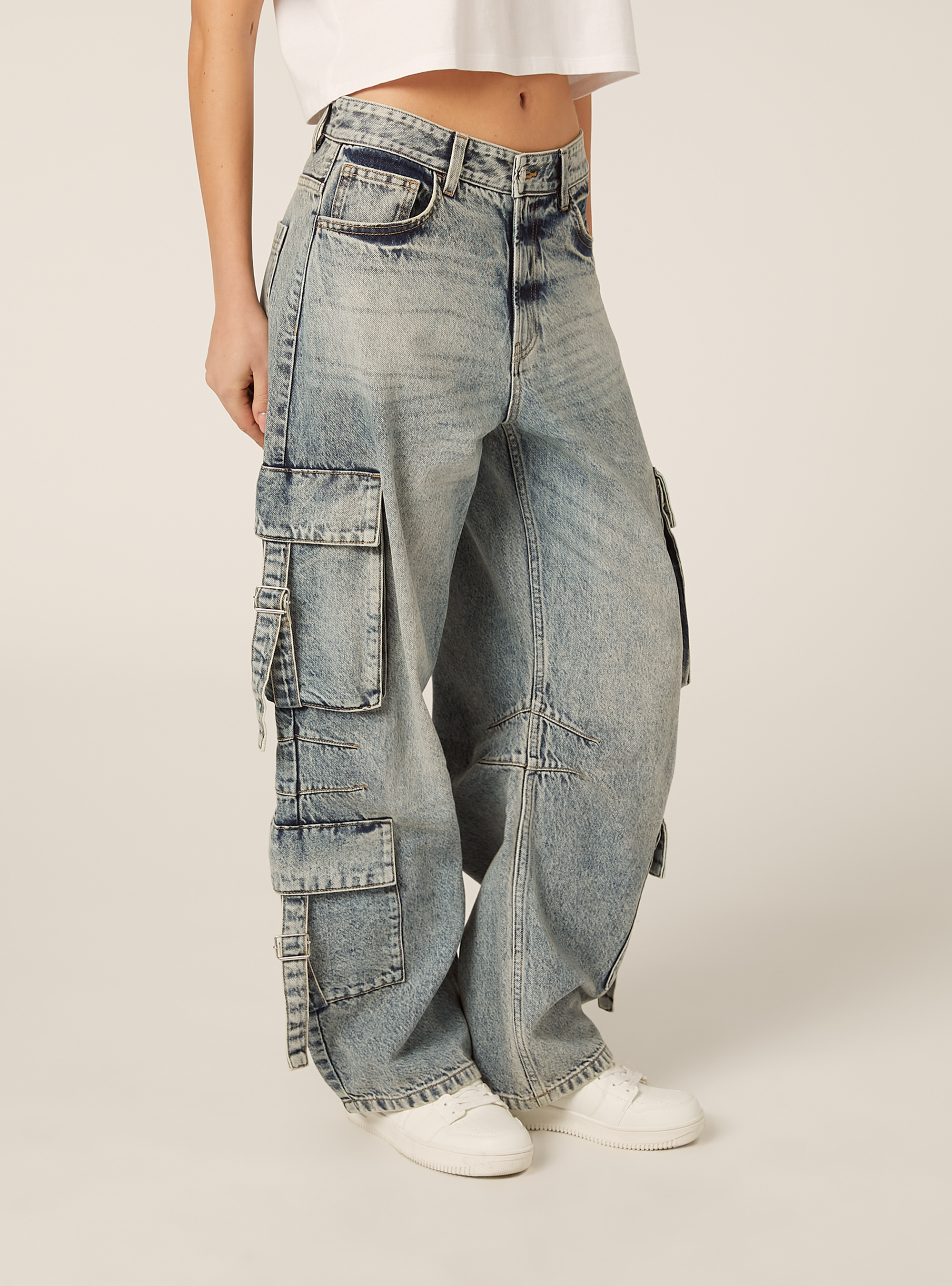 Jeans multicargo, D006 AZURE