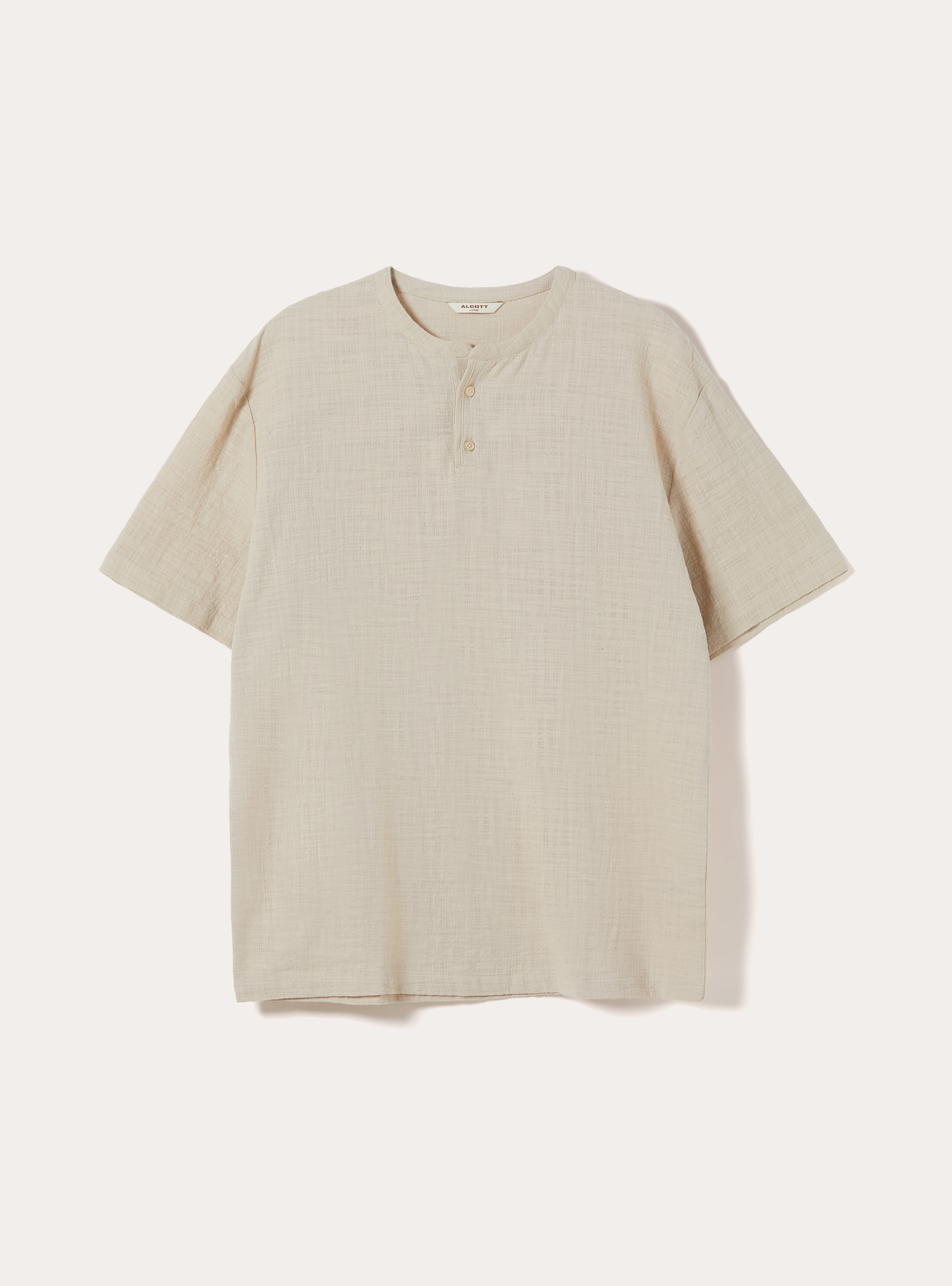 Camicia in cotone mezza placchetta, BG3 BEIGE LIGHT