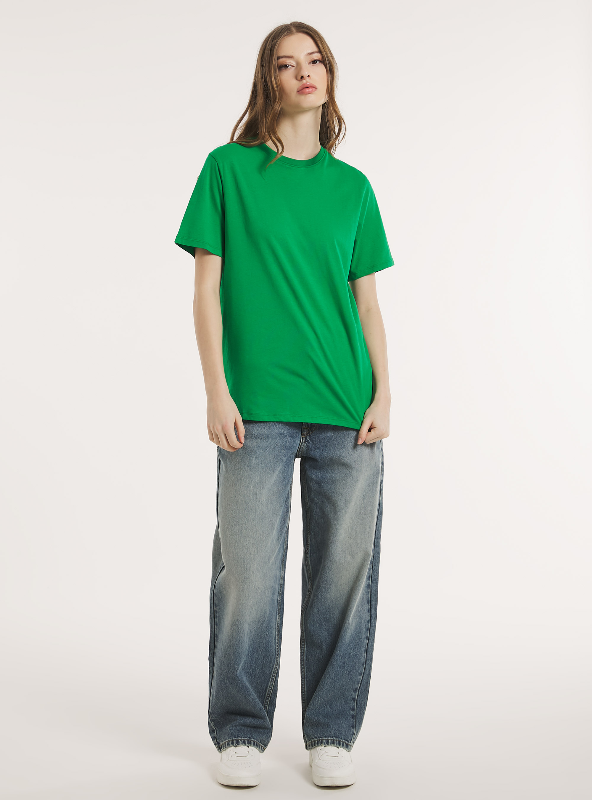 Crew-neck cotton T-shirt, GN1 GREEN DARK
