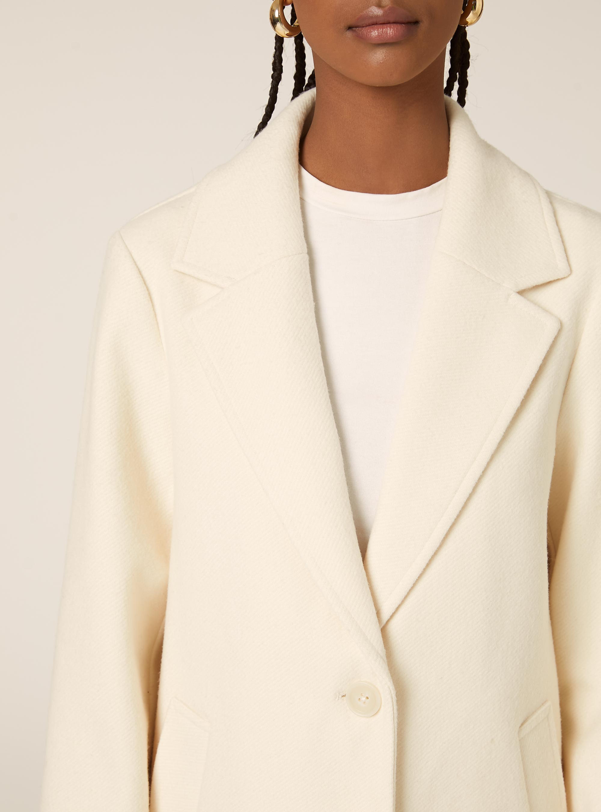 Cappotto midi monopetto, WH1 OFF WHITE