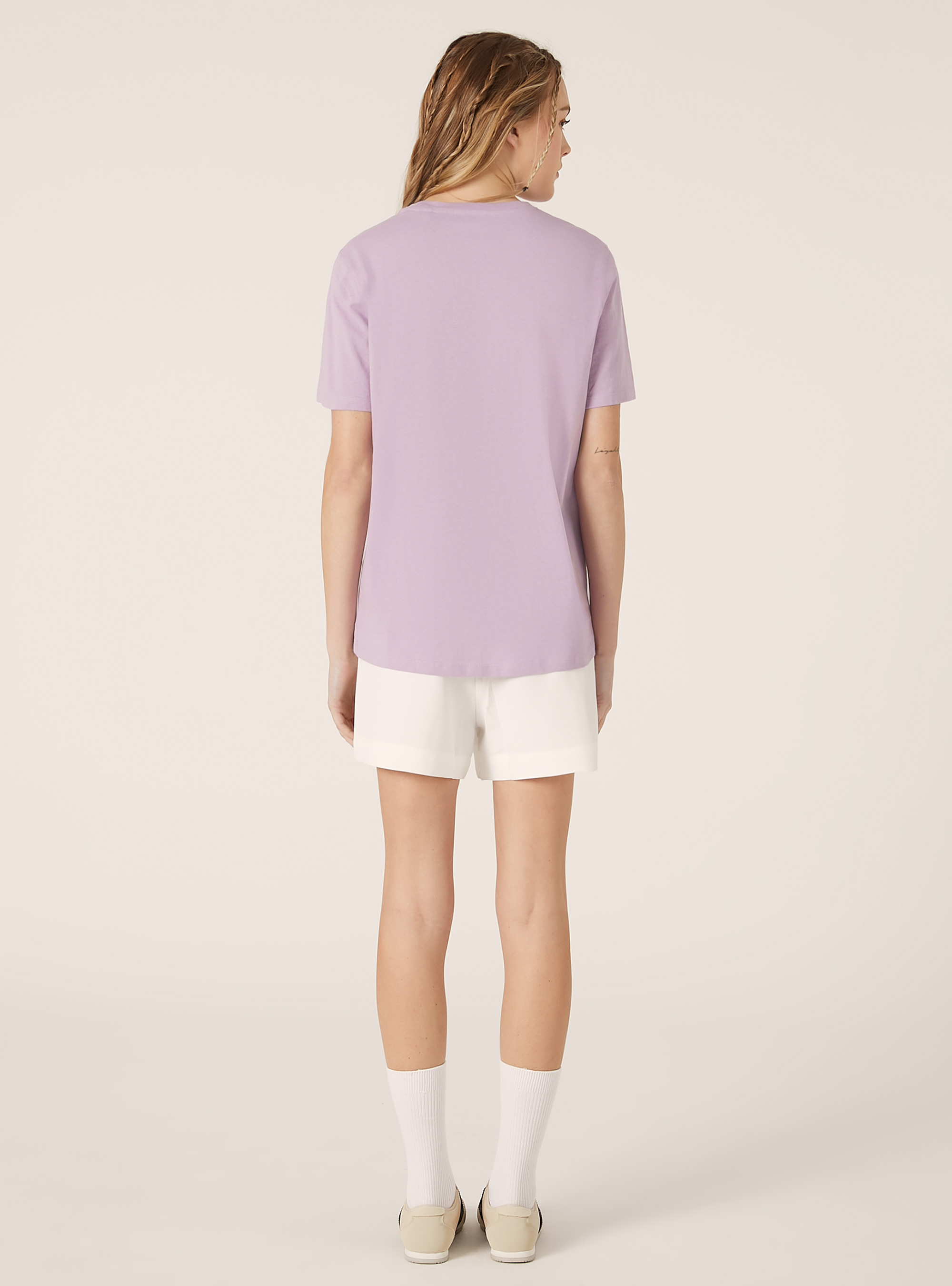 Camiseta de algodón con cuello redondo, LC2 LILLAC MEDIUM