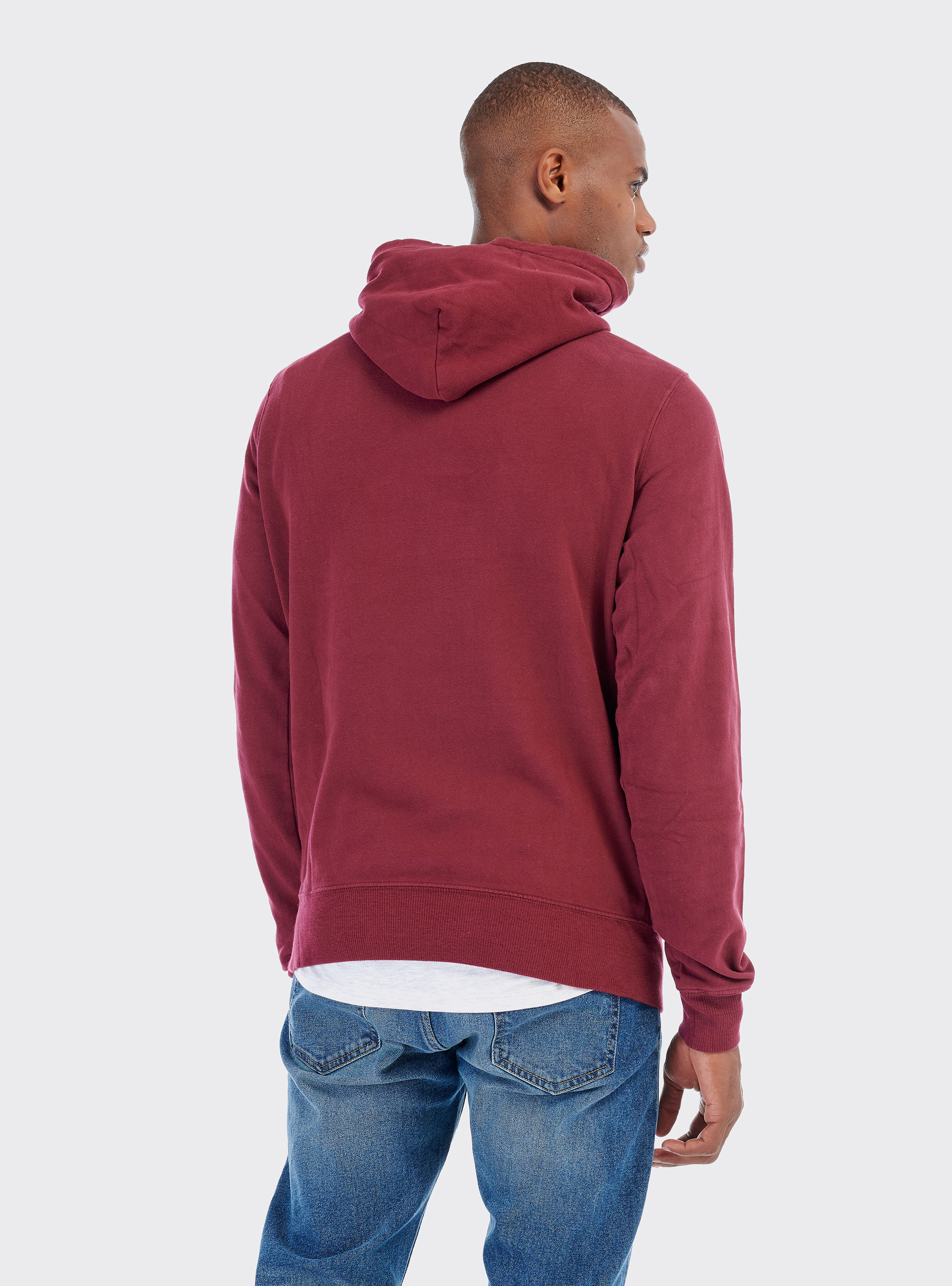 Plain-coloured hooded sweatshirt, BORDEAUX