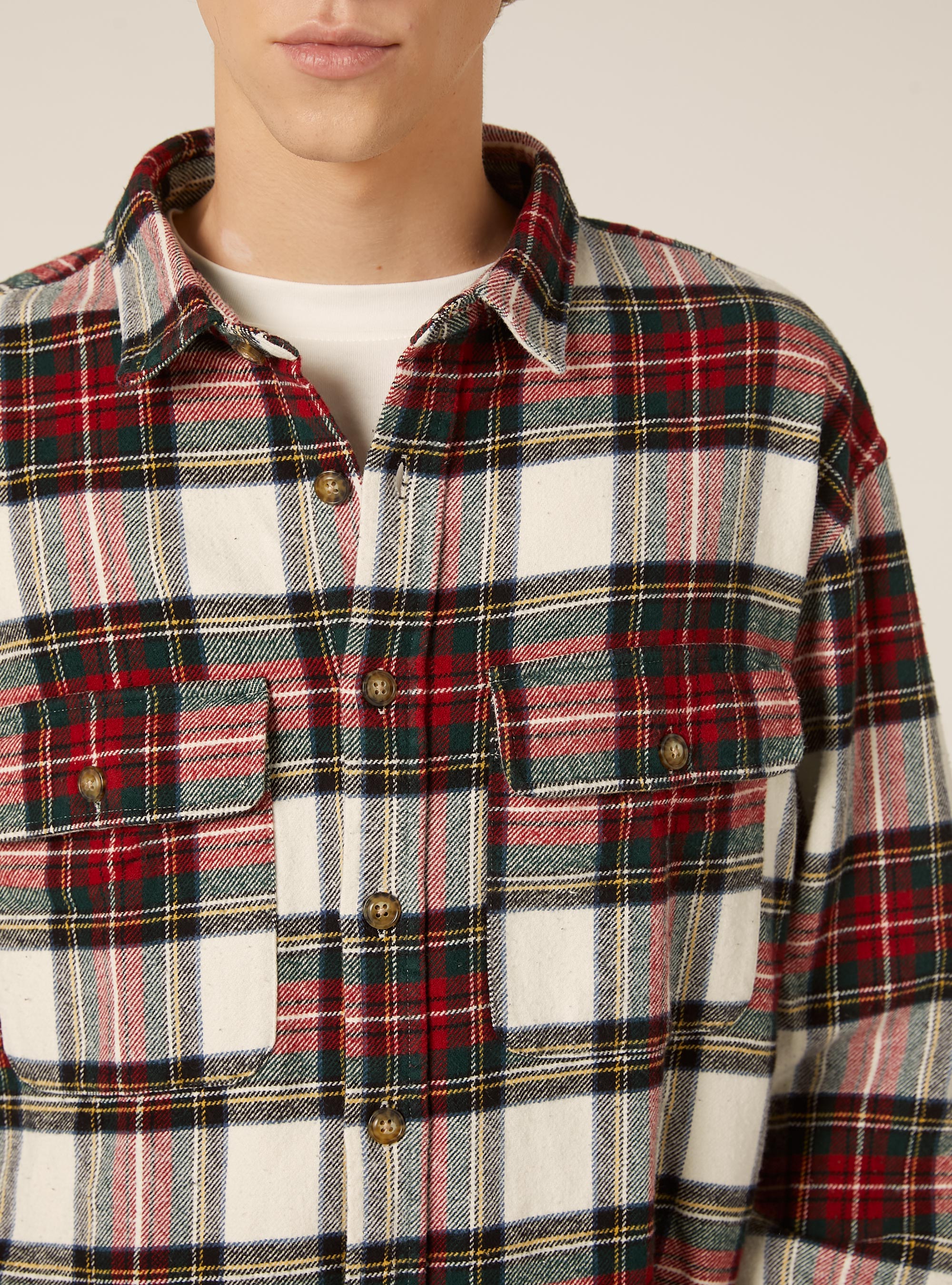 Camicia flanella quadri, WH1 OFF WHITE