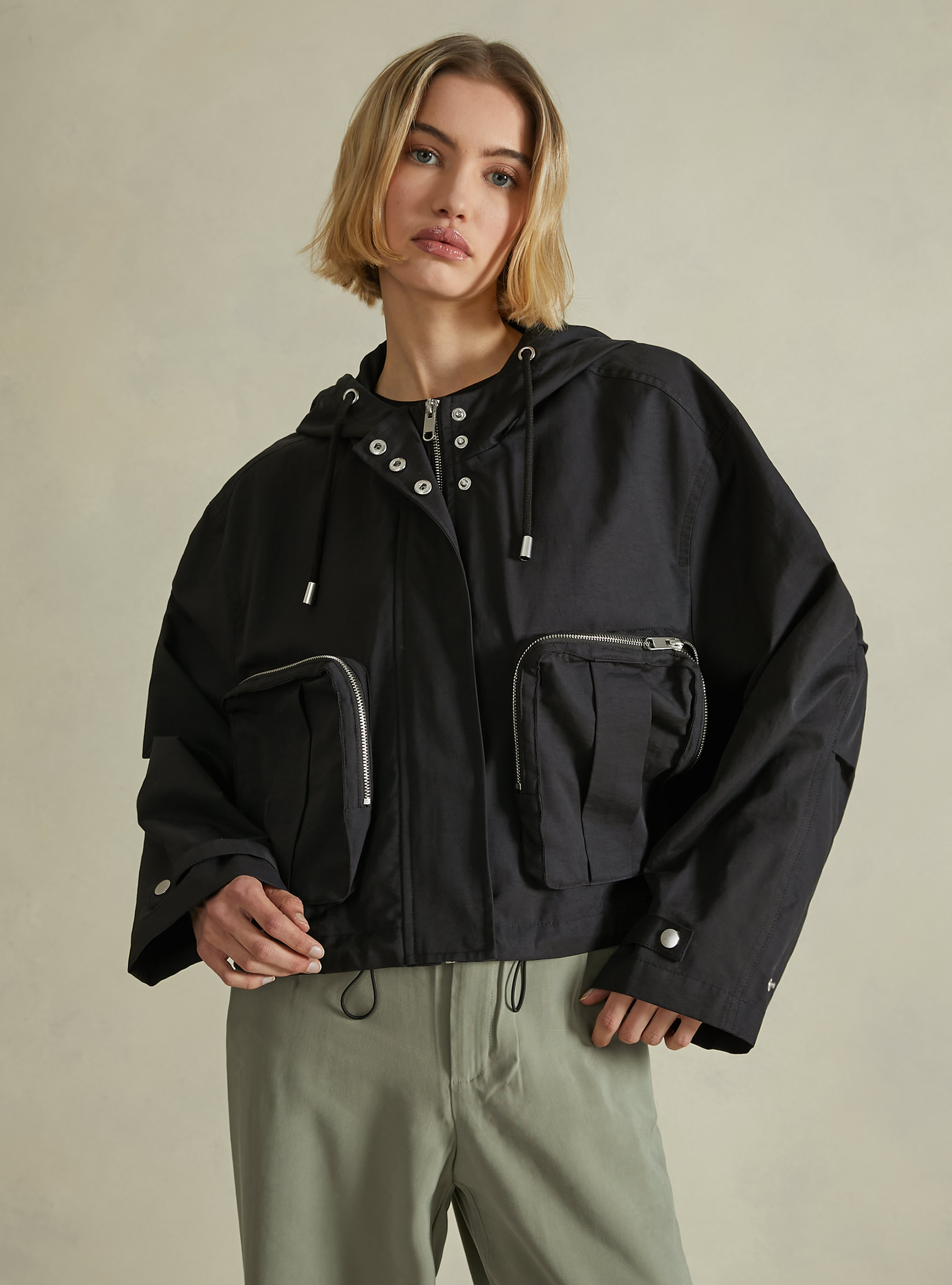 Twill jacket with pockets, BK1 BLACK