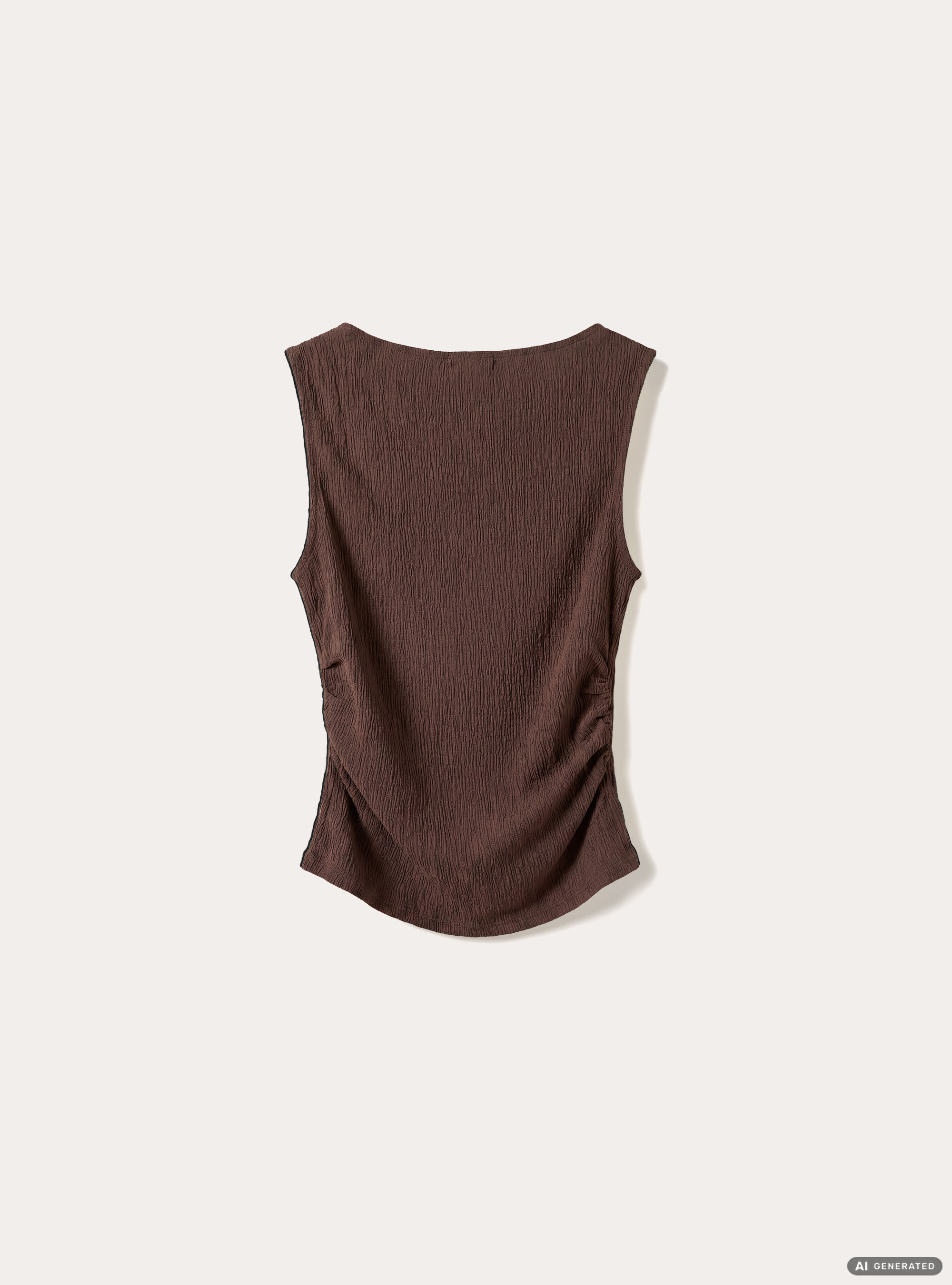 T-shirt maniche ad alette texturizzata, BR1 BROWN DARK