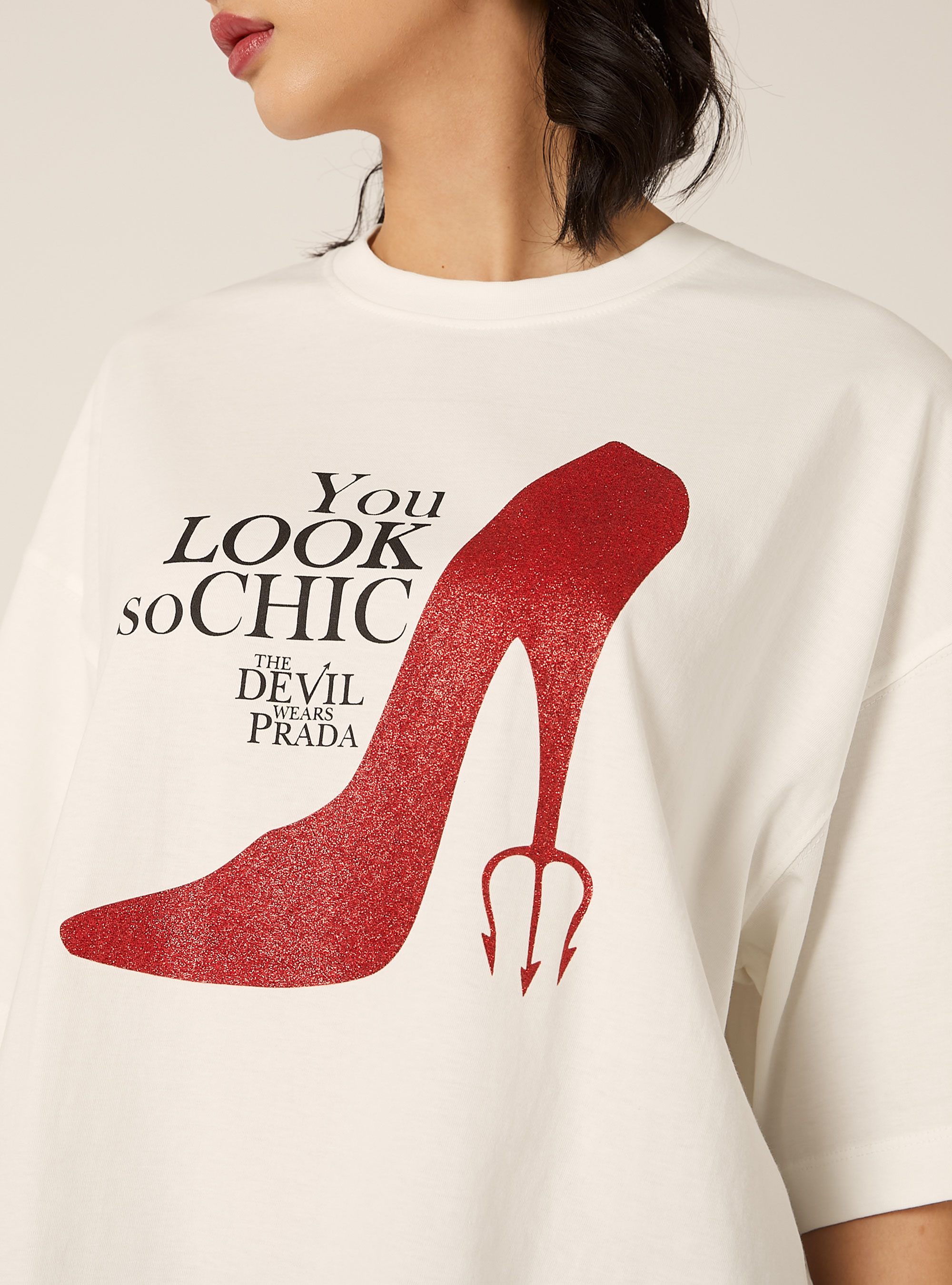 T-shirt boxy crop il diavolo veste prada, WH2 WHITE