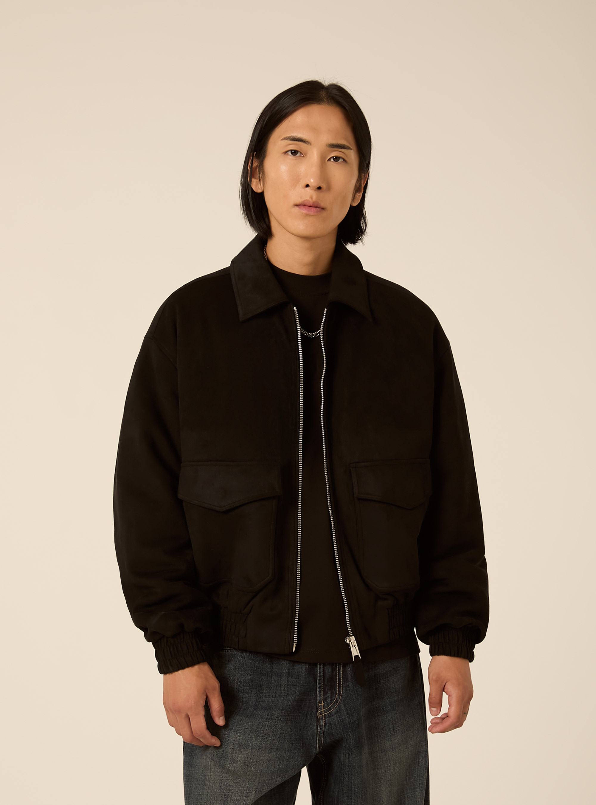 Bomber effetto camoscio boxy fit, BK1 BLACK