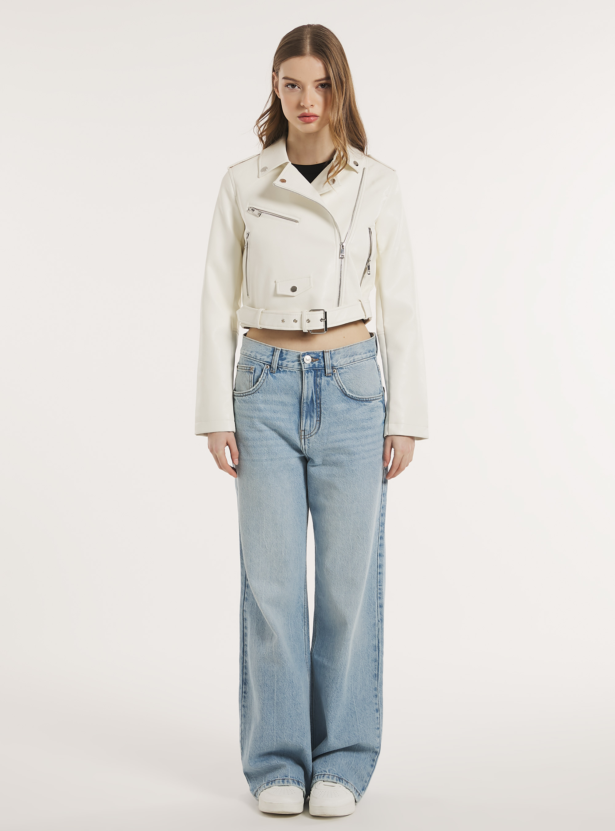 Cazadora biker efecto piel, WH2 WHITE