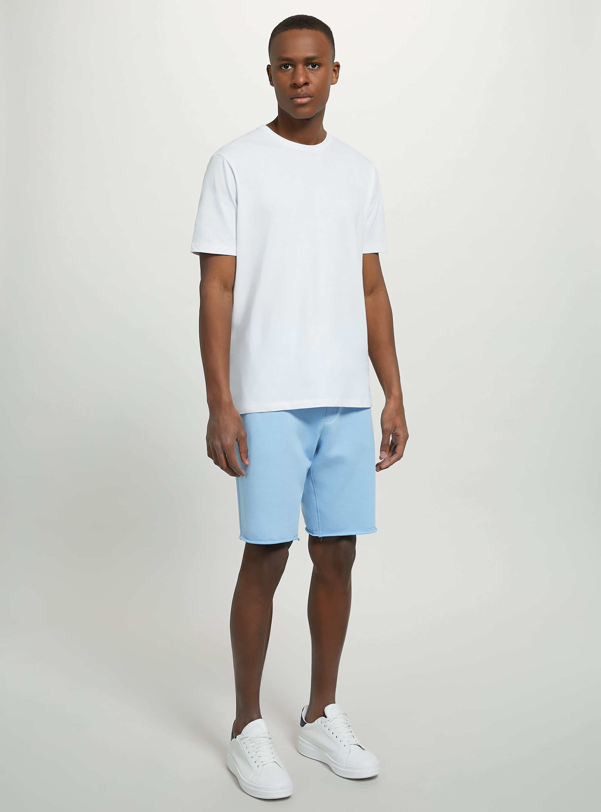 Bermuda jogger in cotone, AZ3 AZURE LIGHT