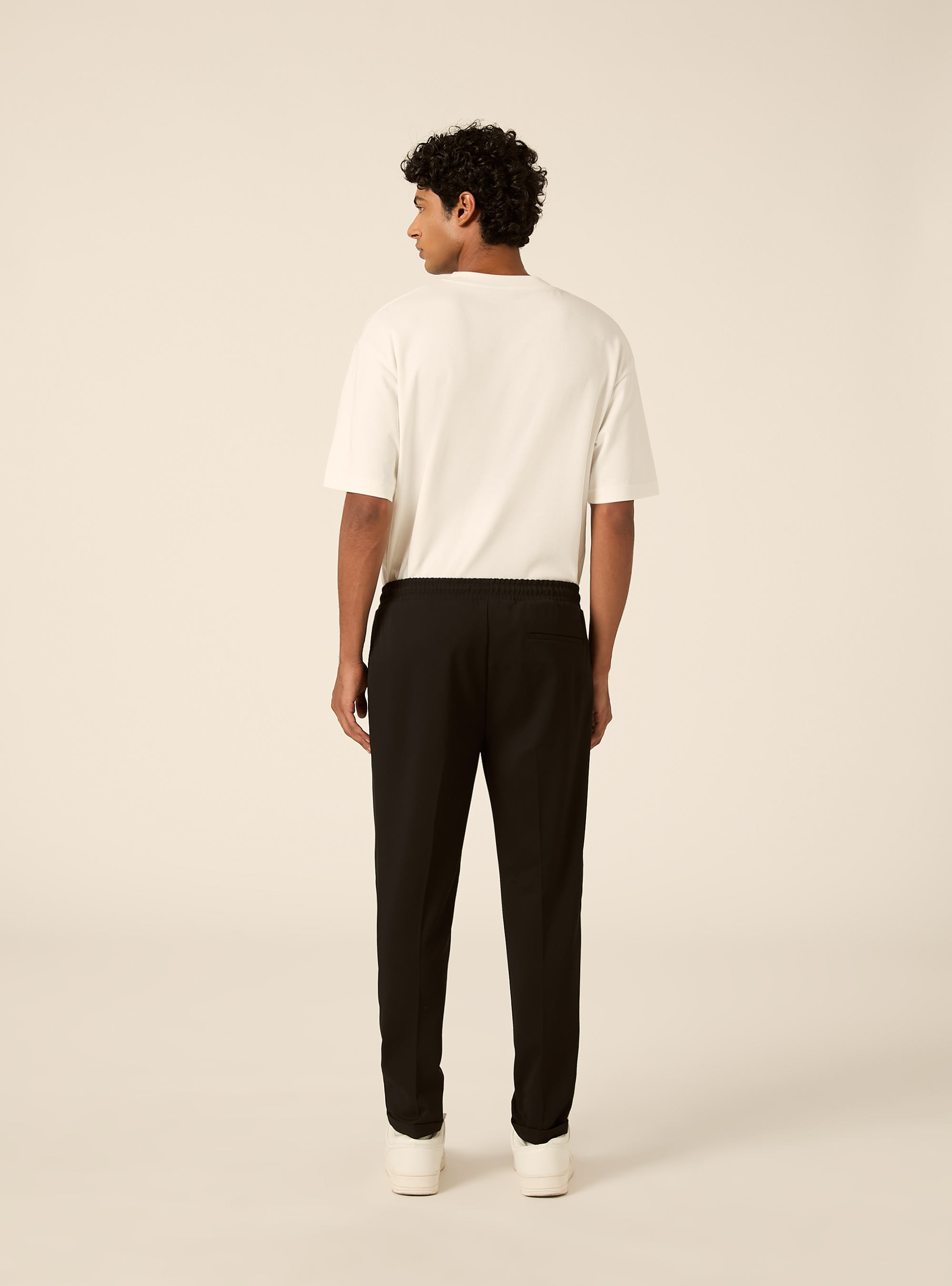 Pantalon jogging en twill avec pinces, BK1 BLACK